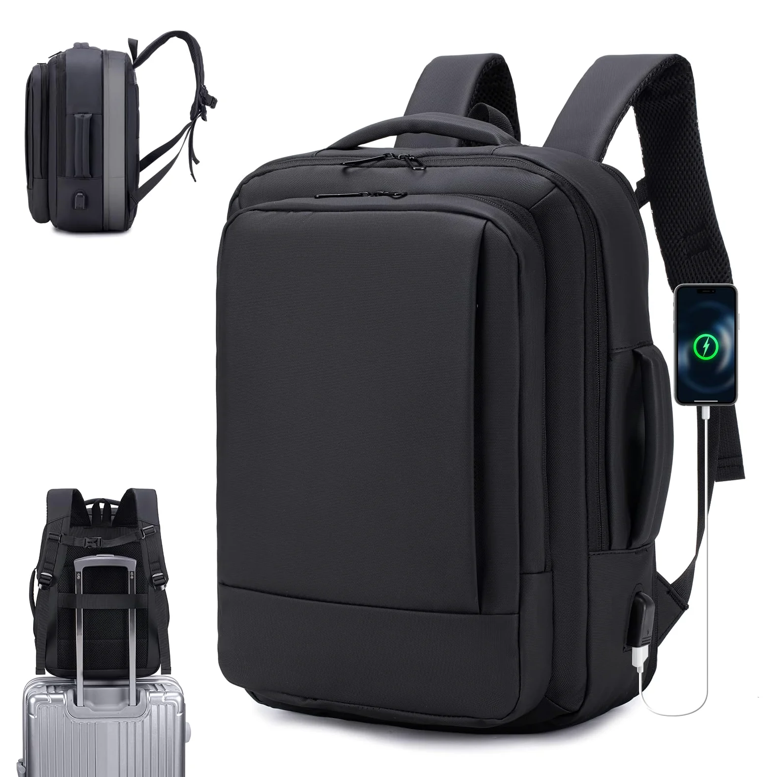40x30x15cm Możliwość Rozszerzenia Do 40x30x25cm Wodoodporny Plecak Podróżny Torba Na Laptopa 15.6 Cala Plecak Do Codziennego Użytku Z Portem USB Unisex