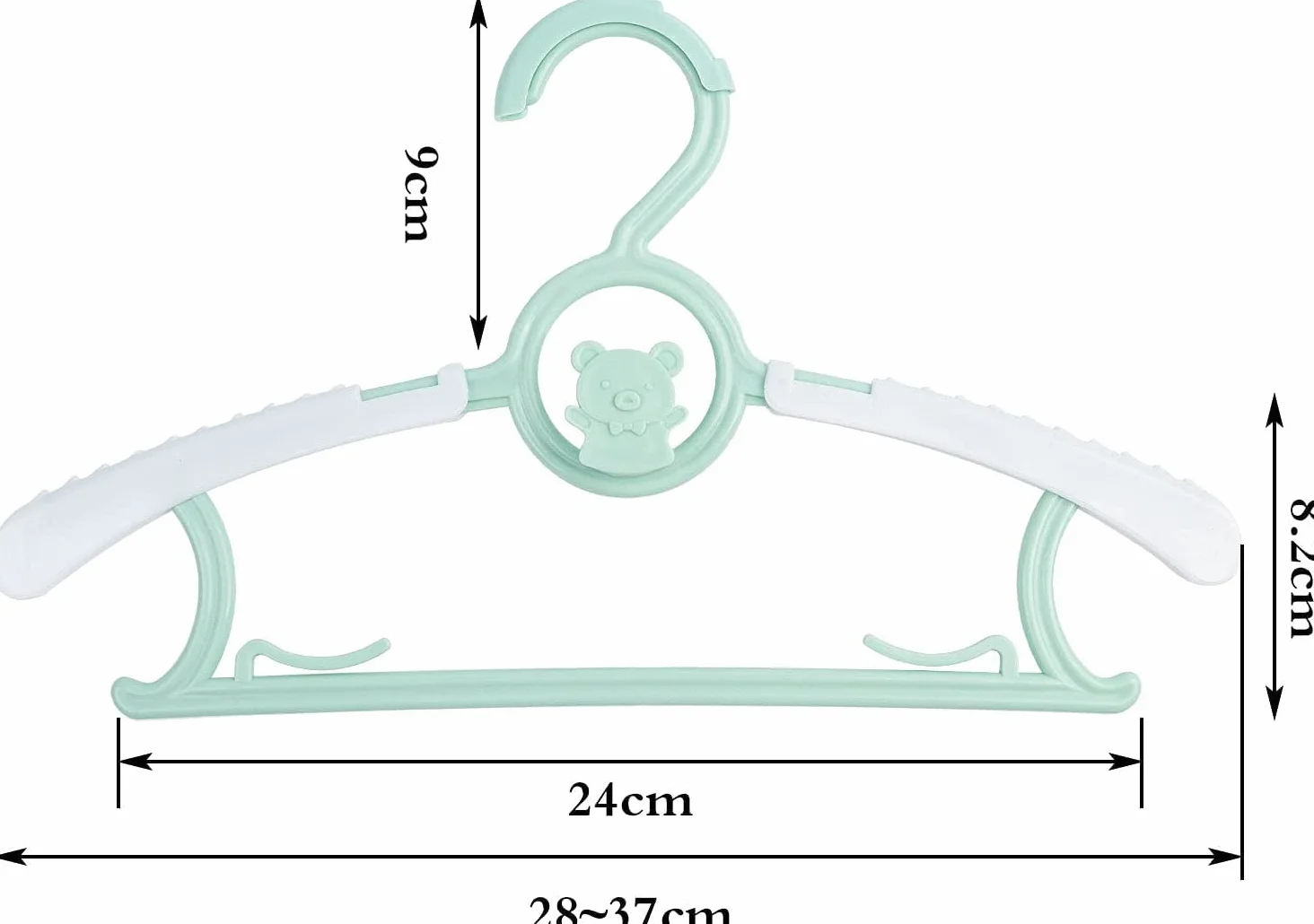 20 sztuk plastikowych wieszaków na ubrania, 28,5-37 cm antypoślizgowe wieszaki dla dzieci, antypoślizgowe wieszaki na ubrania dla dzieci, dla niemowląt i małych dzieci, 4 rodzaje kolorów