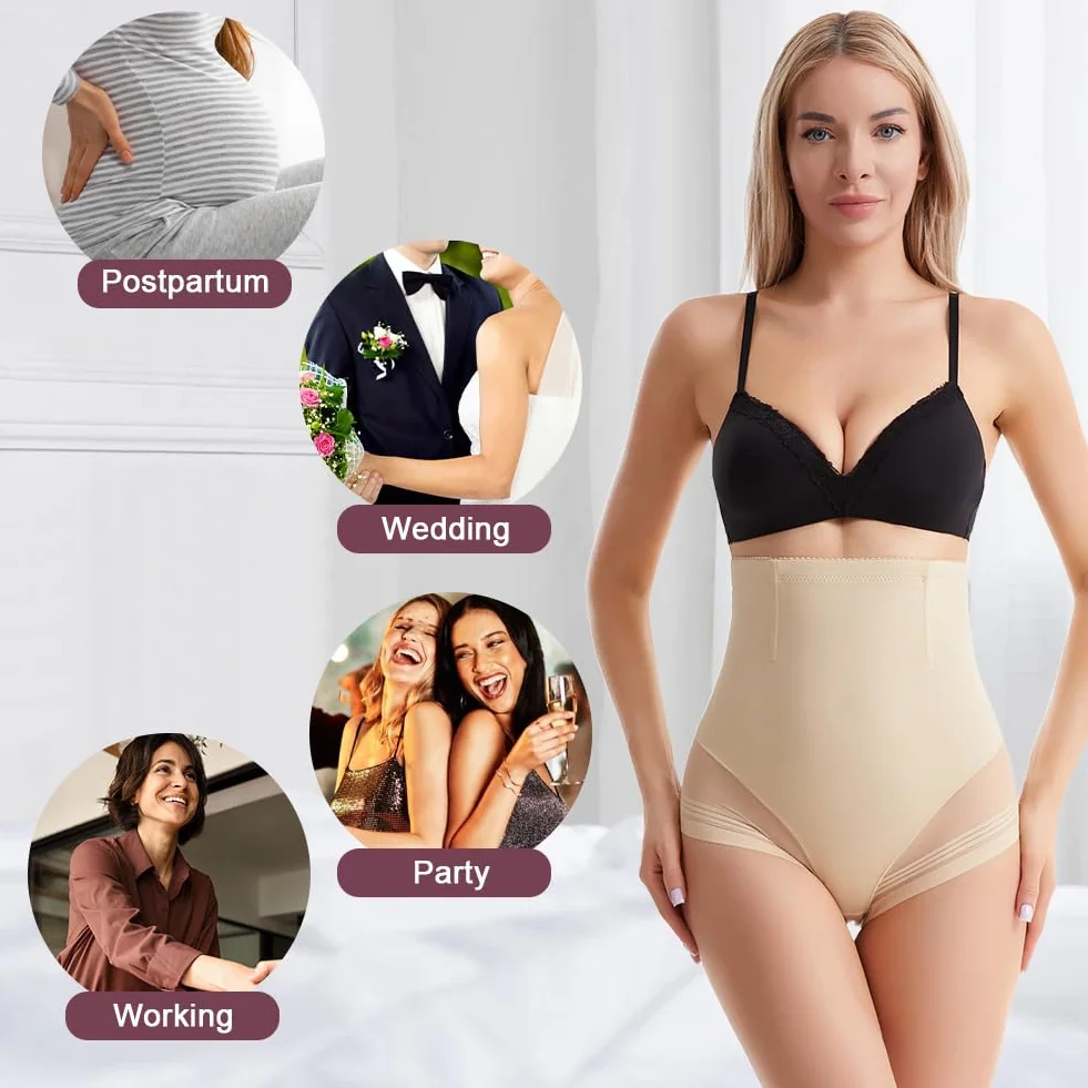DiULi Damskie majtki wyszczuplające brzuch, wysoka talia, majtki gorsetowe, modelujące figurę, bielizna modelująca sylwetkę, bielizna modelująca, kontrola podbrzusza, lekka tkanina, kolor skóry