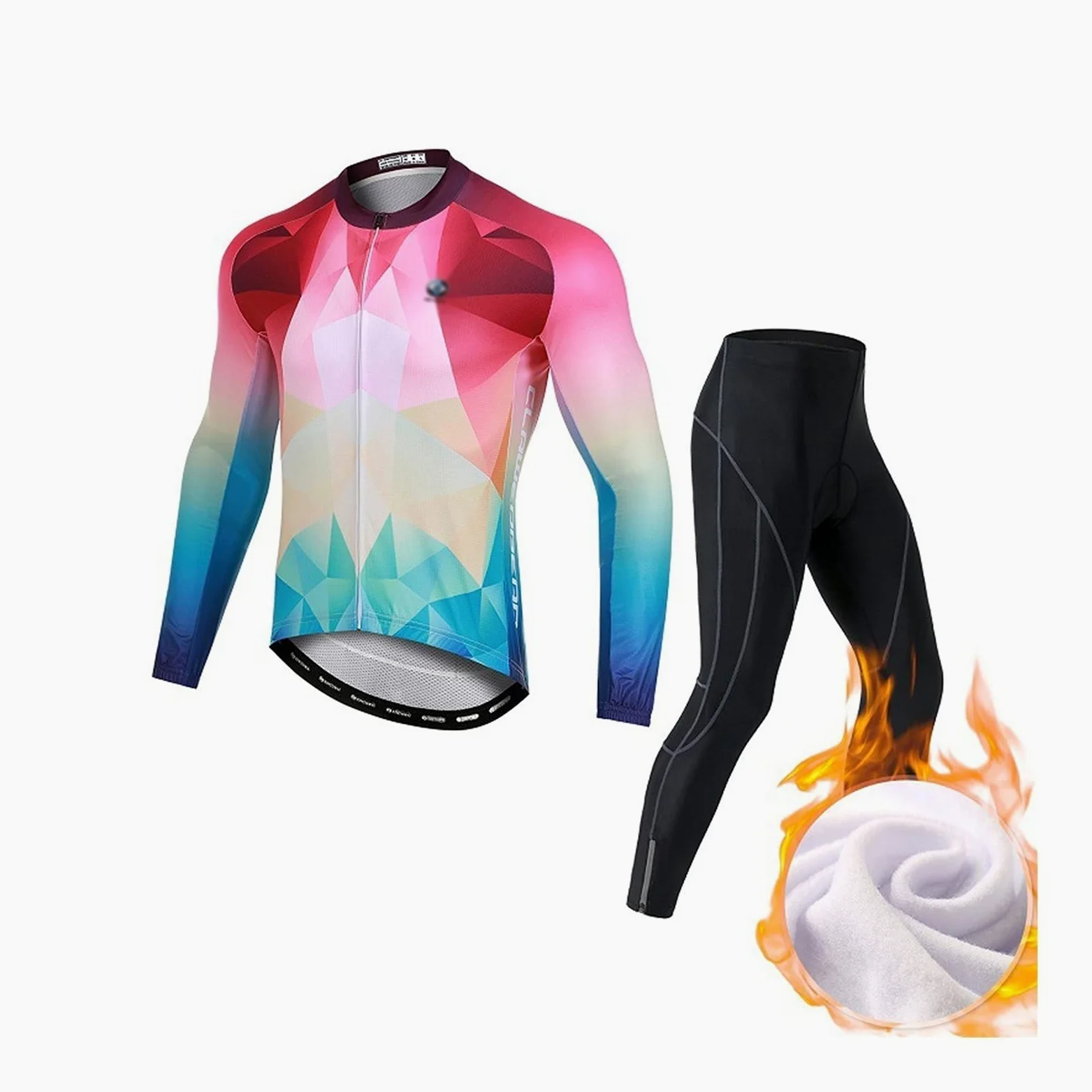 Męska odzież kolarska Męska koszulka rowerowa Jersey Rower MTB Road Rower Kurtki Długi Rękaw Jersey i Spodnie Sportswear Oddychające Odblaskowe Męskie koszulki kolarskie(L)