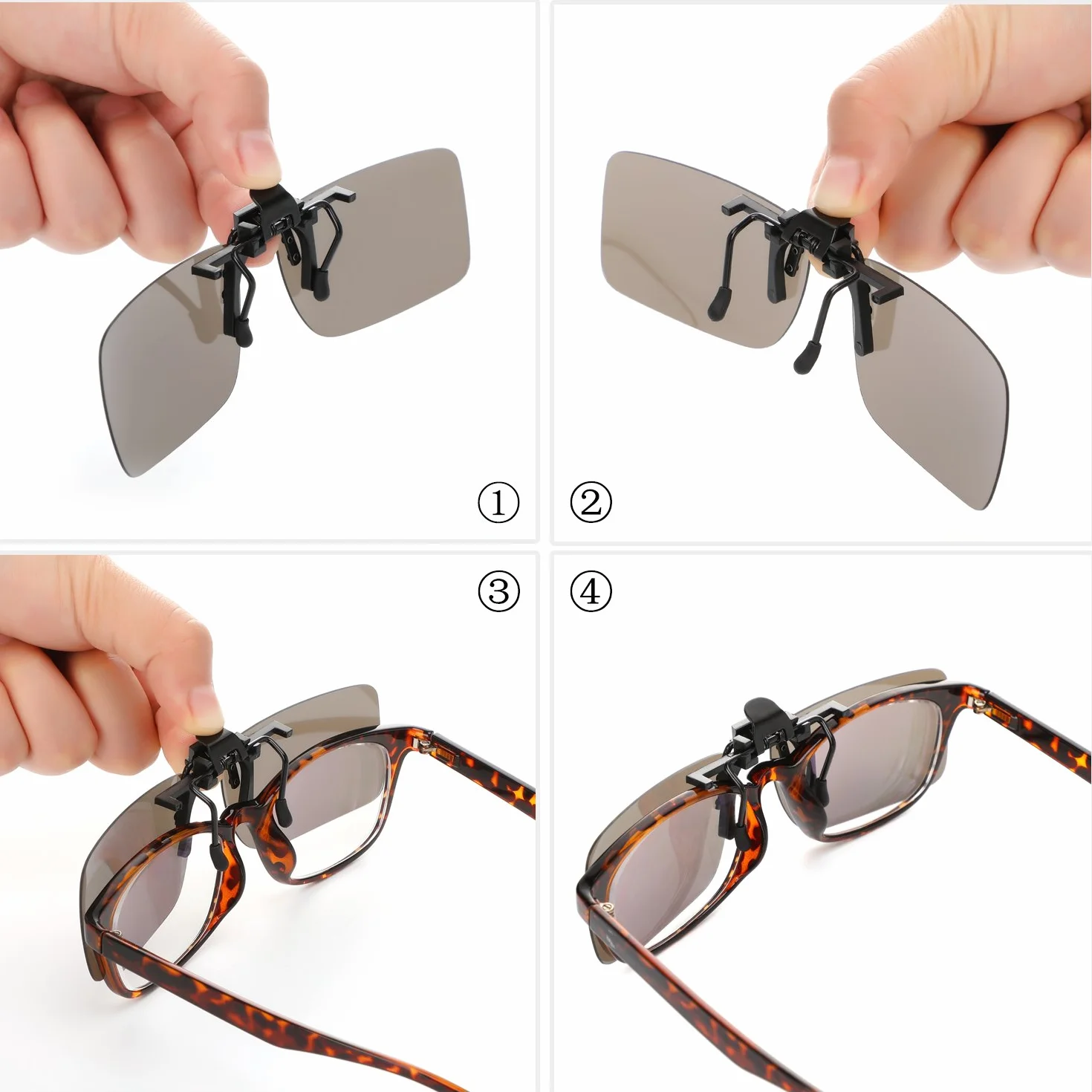 Hifot Okulary przeciwsłoneczne z klipsem, 2 sztuki, polaryzacyjne soczewki dopasowane do okularów korekcyjnych, odwracane, krótkowzroczne okulary przeciwsłoneczne bez oprawek