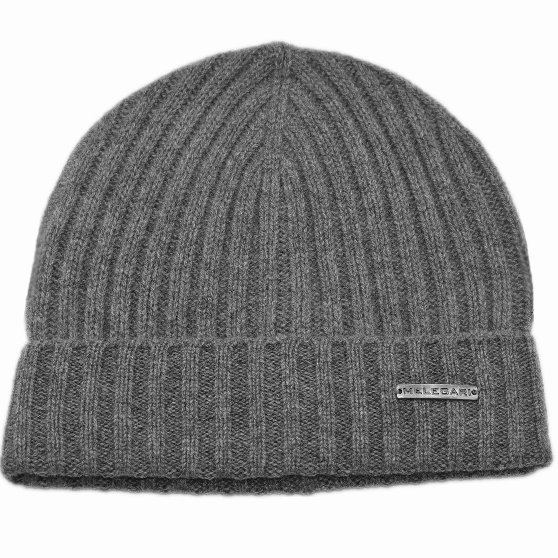 MELEGARI Czapka Słuchawki Beanie Verona | 100% Kaszmir | Made in Italy | Unisex, grigio medio