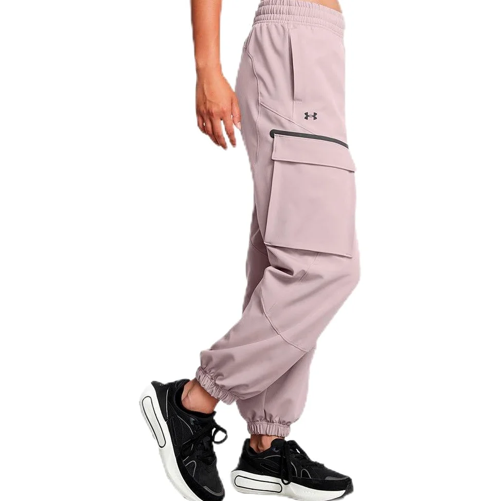 Spodnie Unstoppable damskie Under Armour kolor fioletowy fason cargo high waist
