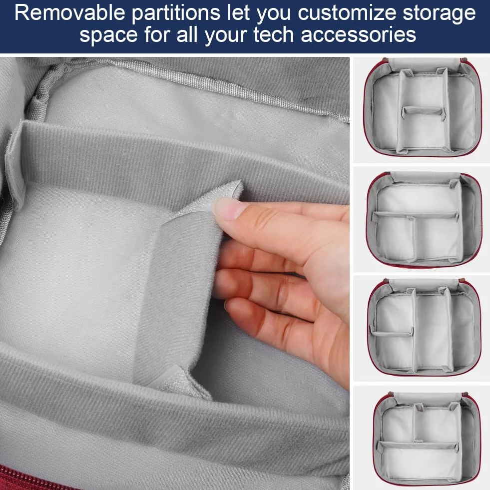 OFFCUP Torba na kabel, 24 x 18 x 10 cm, podróżny organizer na kable z 2 przegródkami, wodoszczelny organizer na kable, USB, dyski twarde, karty SD, ładowarkę (niebieska)
