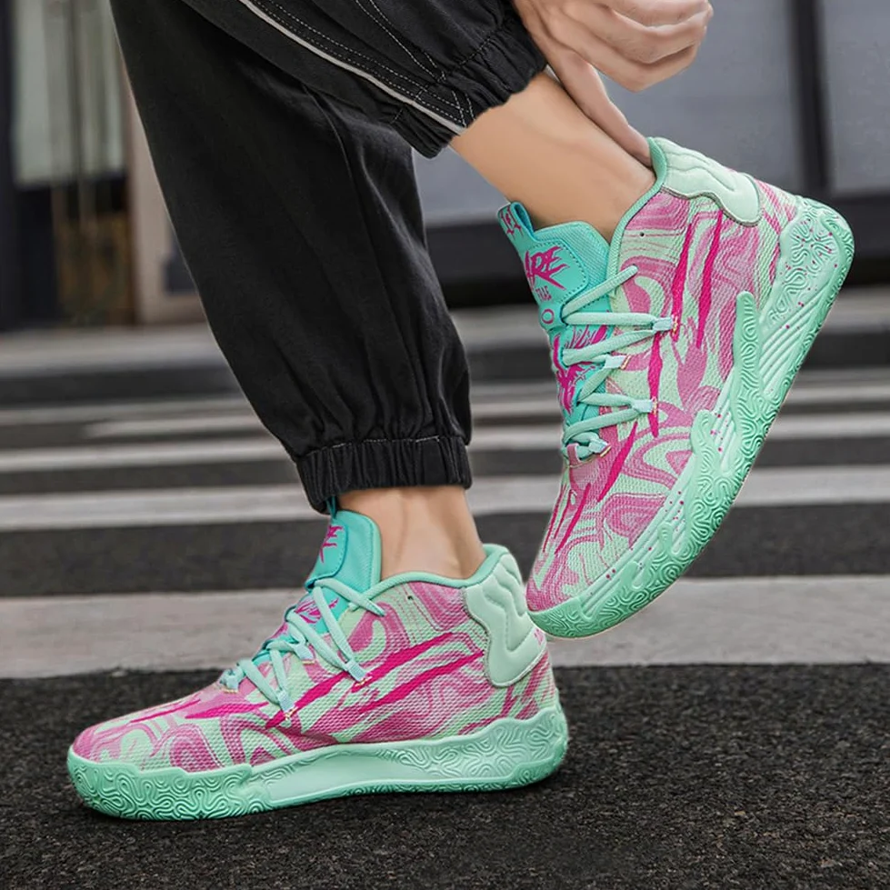 Męskie buty do koszykówki modne antypoślizgowe trampki i buty sportowe unisex lekka gumowa podeszwa zewnętrzna, oddychające, sportowe trampki młodzieżowe