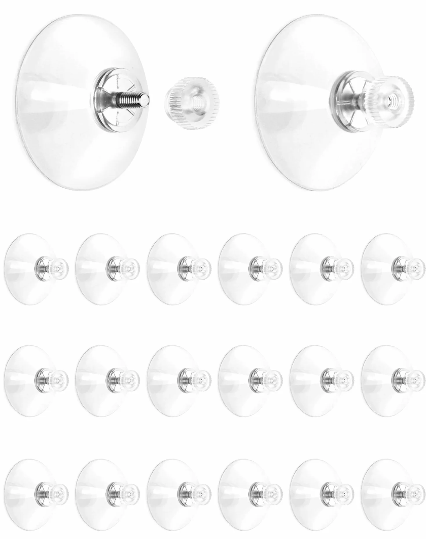 QWORK® 20 sztuk przyssawek, przyssawek do okien, Ø 40mm z nakrętką radełkowaną