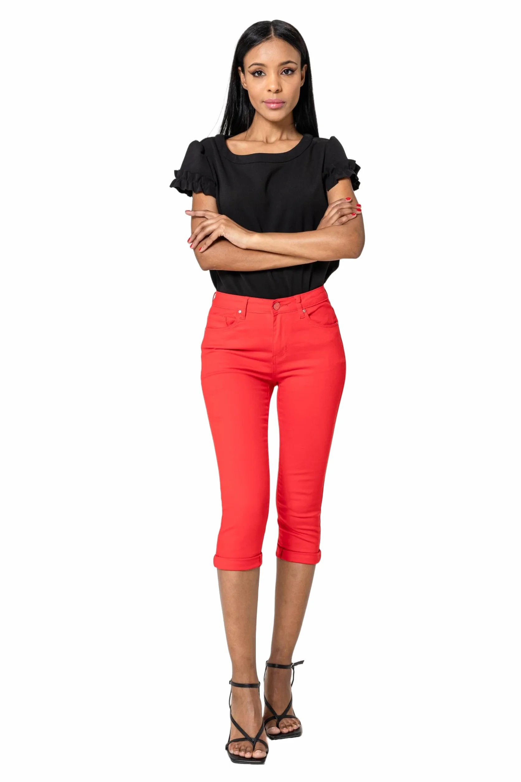 Nina Carter P230 damskie spodnie dżinsowe Capri Skinny Fit High Waist