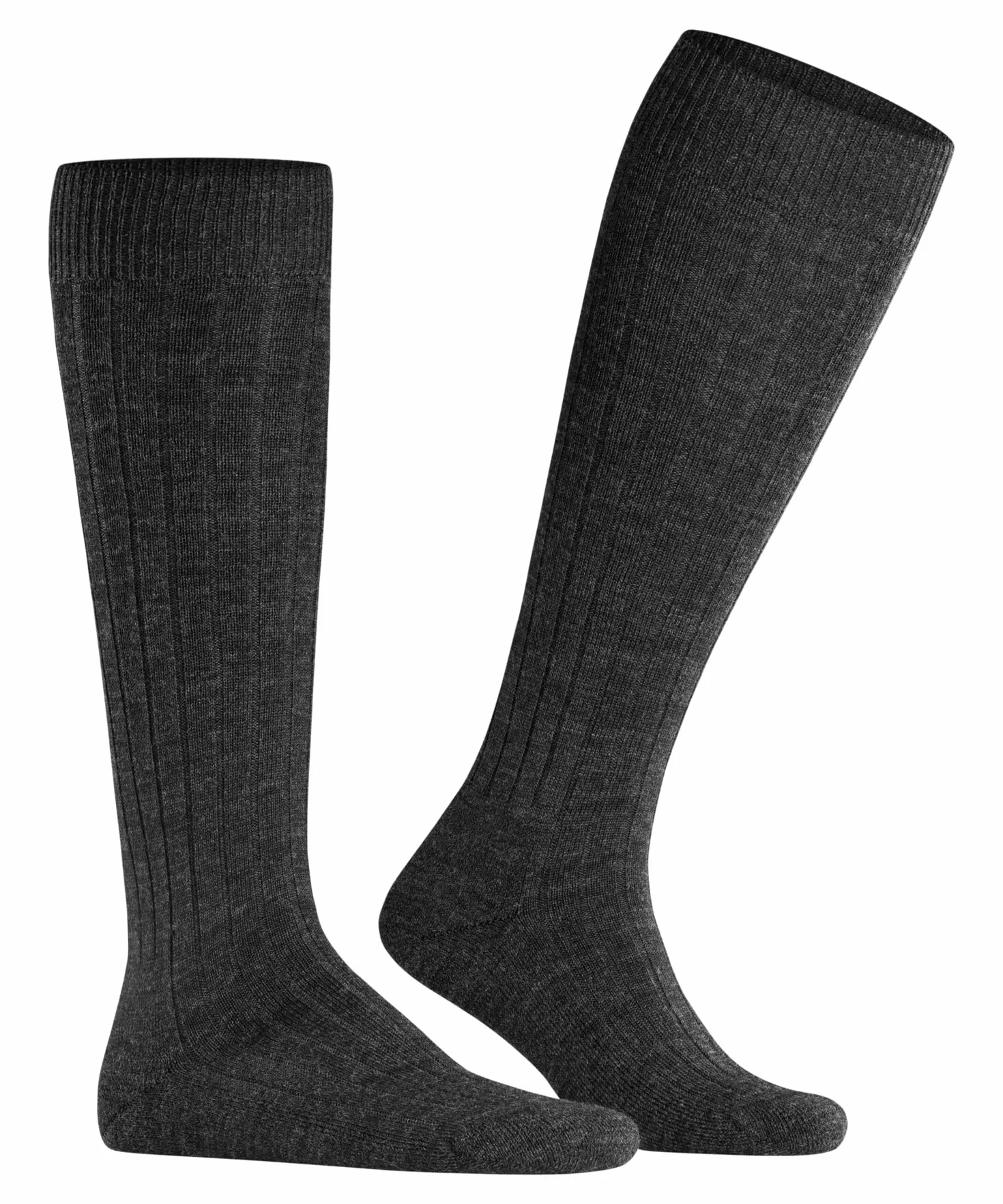 FALKE Mężczyźni Podkolanówki Teppich Im Schuh M Kh Wełna długie jednokolorowe 1 Para, Szary Anthracite Melange 3080, 43-44