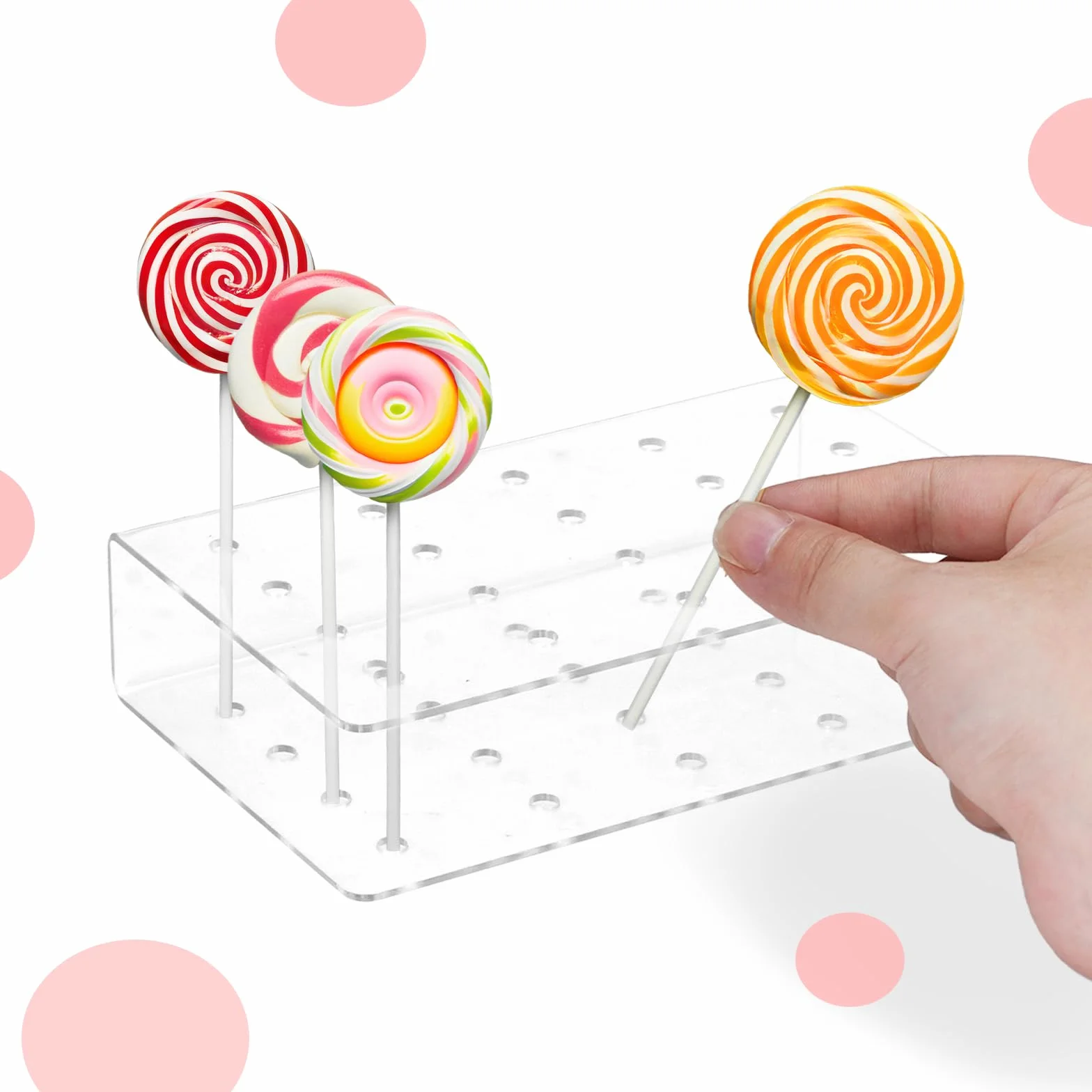4 sztuki stojaków na cake popy, 20 otworów, przezroczyste akrylowe uchwyty na lizaki, patyczki do cake popów na słodycze, imprezy, wesela, baby shower, urodziny, jubileusze, dekoracja Halloween