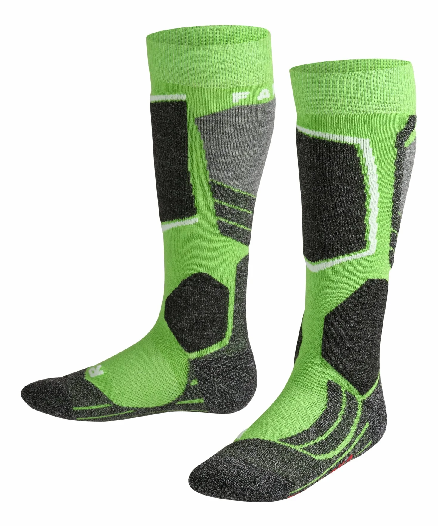 FALKE Uniseks - dzieci Skarpety narciarskie SK2 Intermediate K Kh Wełna ciepłe grube 1 Para, Zielony Vivid Green 7231, 31-34