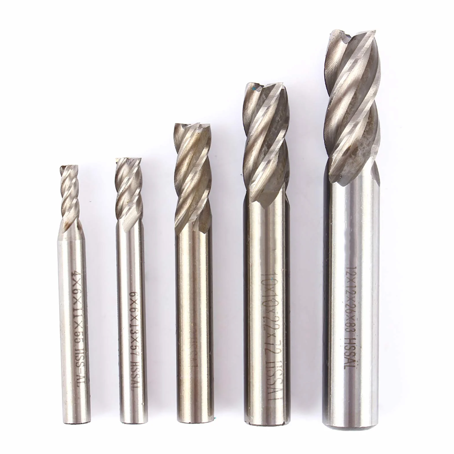 Frez, 12mm Stal Szybkotnąca 4 Flet Prosty Wiertło Tnące Bit Shank Power Frezarka Węglik Spiekany Upcut CNC Frezy Tiain Powlekane