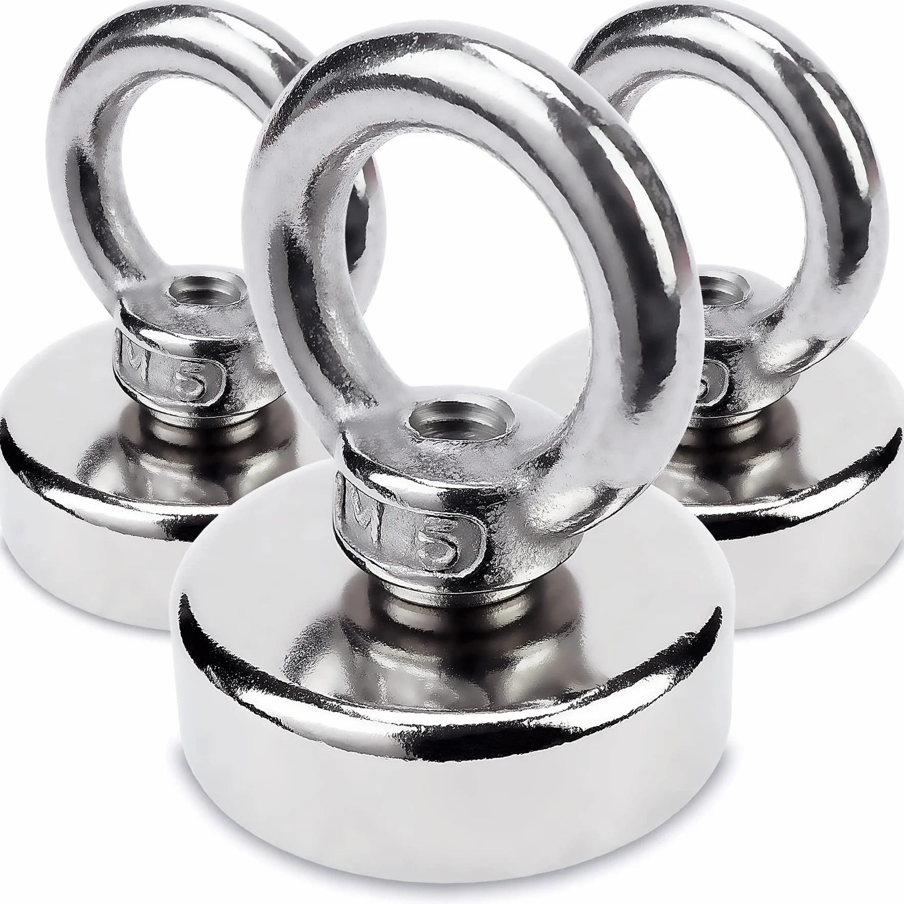 Sensei 3 sztuki Magnes neodymowy oczkowy Ø25 x H32 mm, bardzo mocny magnes w obudowie stalowej 20 kg udźwigu, magnes haczykowy