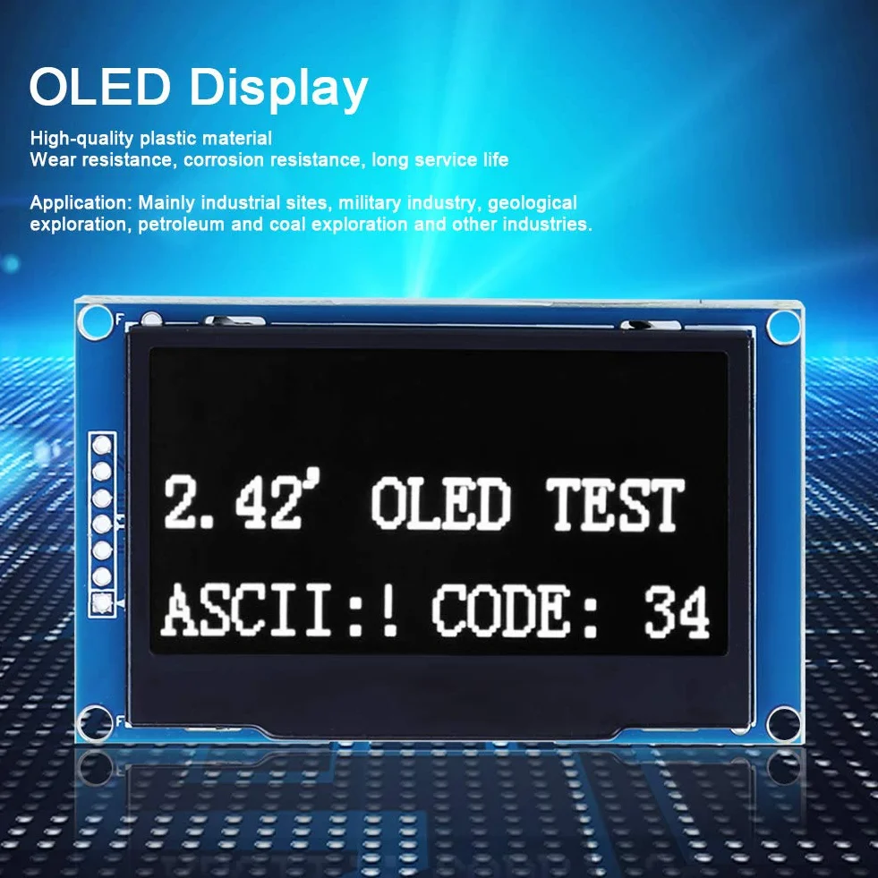 Goshyda Wyświetlacz OLED, 2,42 cala, mały, wysokiej jakości moduł wyświetlacza OLED ekran ciekłokrystaliczny do MP3, funkcja Phone, Smart Health Equipment