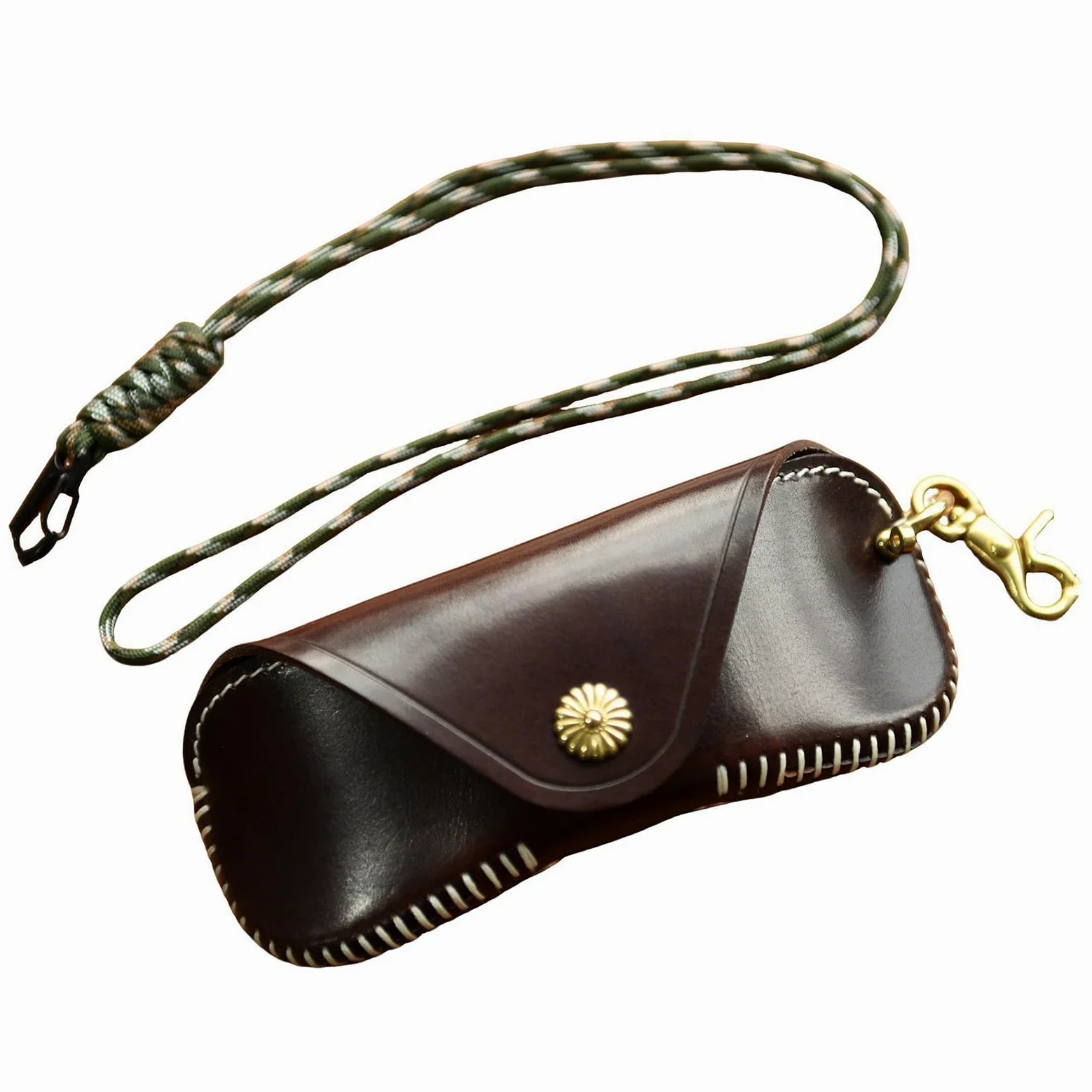 SkóRzane Etui Na Okulary dla MężCzyzn Vintage Skóra Bydlęca Odporne Na Nacisk PrzenośNe Etui Na Okulary PrzeciwsłOneczne Ze Smyczą,Coffee