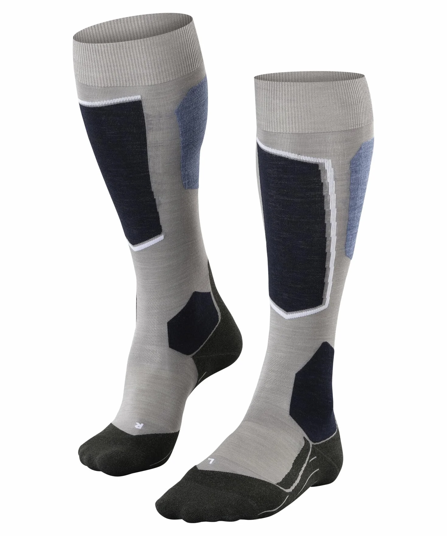 FALKE Kobiety Skarpety narciarskie SK6 Pro W Kh Wełniany materiał funkcjonalny Lyocell ciepłe supercienkie1 Para, Szary Mid Grey Melange 3539, 39-40