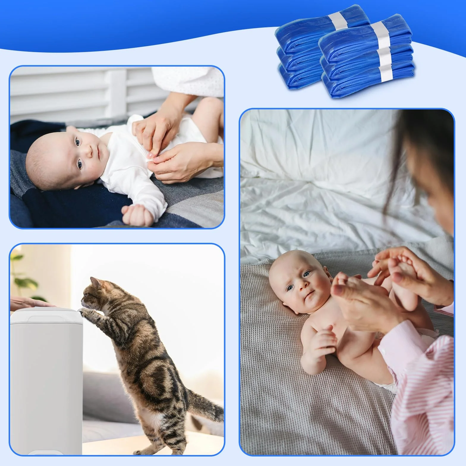 6 sztuk worków uzupełniających do pieluszek i pojemników na śmieci, bezzapachowe i antybakteryjne, kompatybilne z Angelcare, Tommee Tippee, Genie, Munchkin