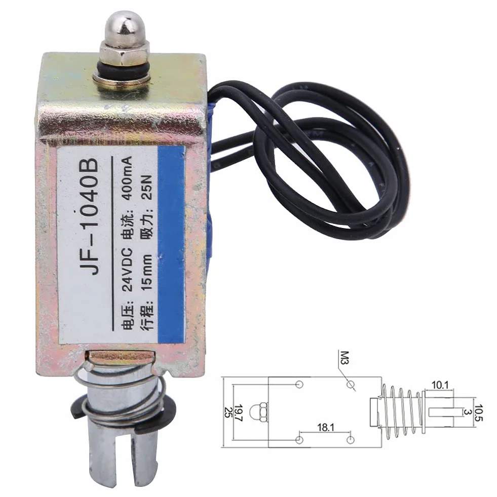 Elektromagnes push-pull o niskim tarciu 15mm antyutleniający elektromagnetyczny elektromagnetyczny 25N 24V JF-1040B Łatwa instalacja do automatów sprzedających