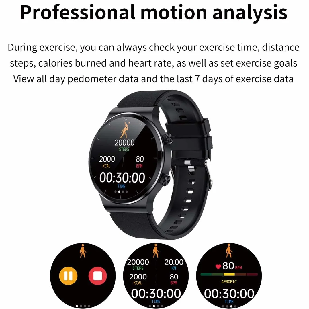 RollsTimi Inteligentny zegarek męski, monitor snu, wodoodporny zegarek sportowy IP67, czarny zegarek ze stali nierdzewnej do systemu Android iOS.