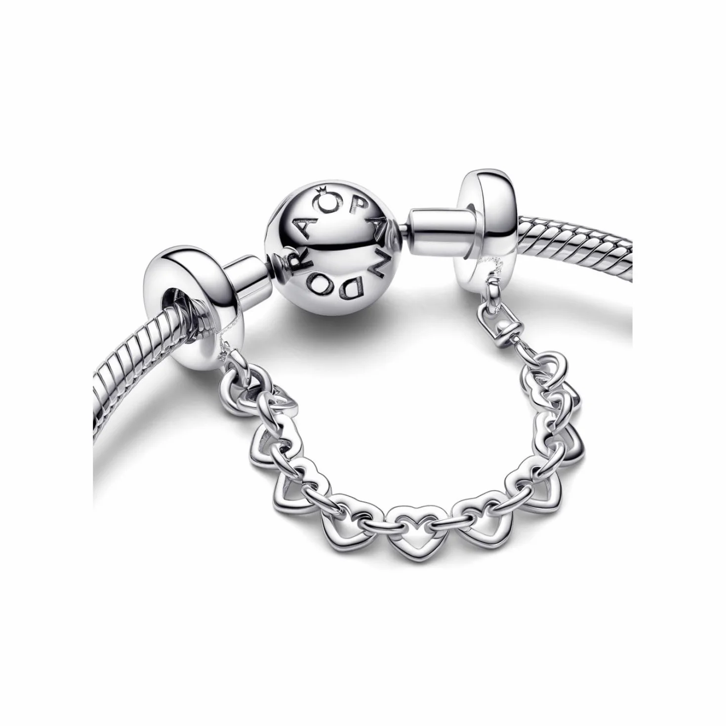 Pandora Moments Łańcuszek zabezpieczający srebro próby 925 z klipsem
