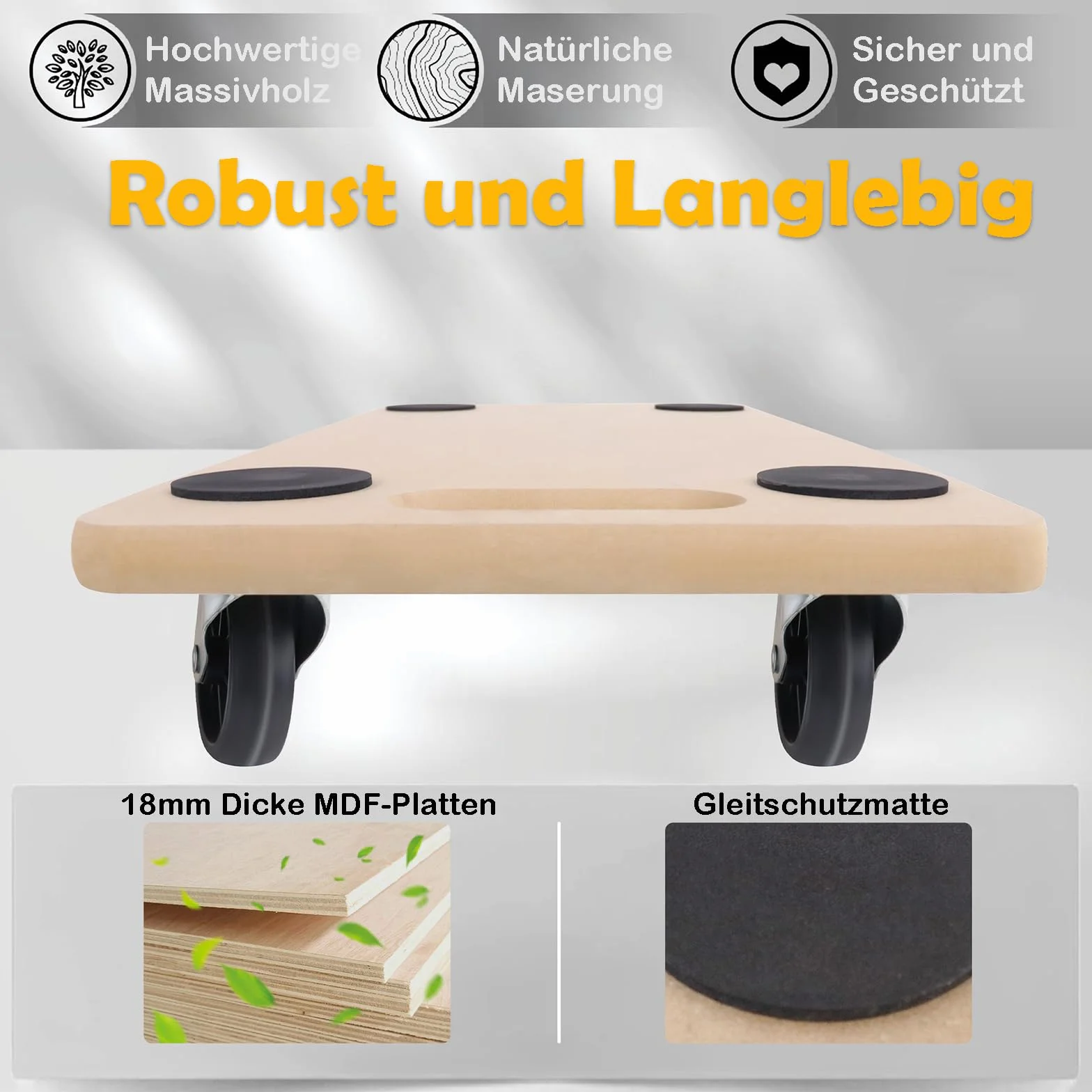 UISEBRT 2 rolki transportowe 580 x 290 x 108 mm, transport, z płyty MDF, do transportu mebli, do przeprowadzki, transportu mebli – nośność 200 kg
