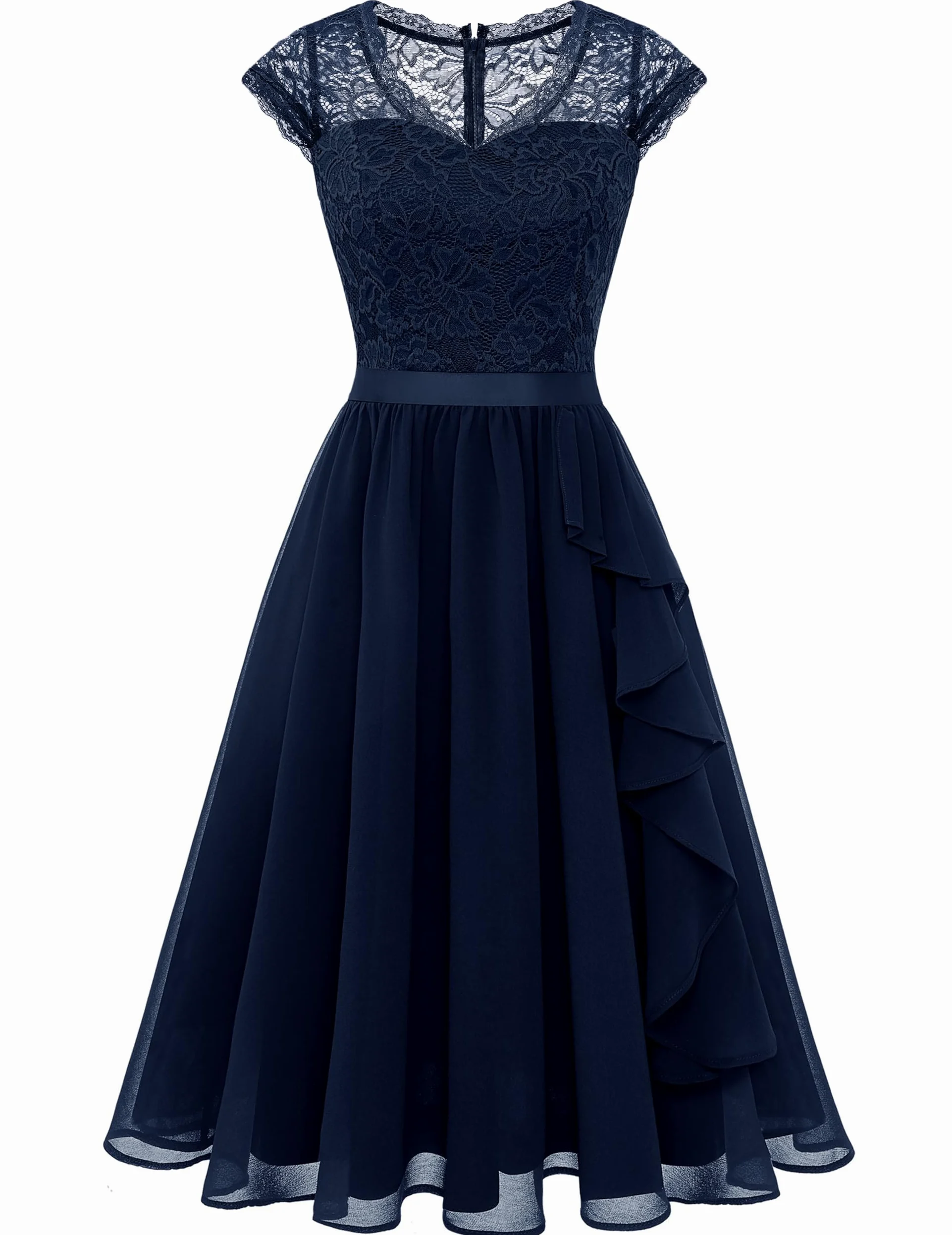 Wedtrend Elegancka sukienka koktajlowa, damska, wieczorowa, na wesele, elegancka, linia A, z falbankami