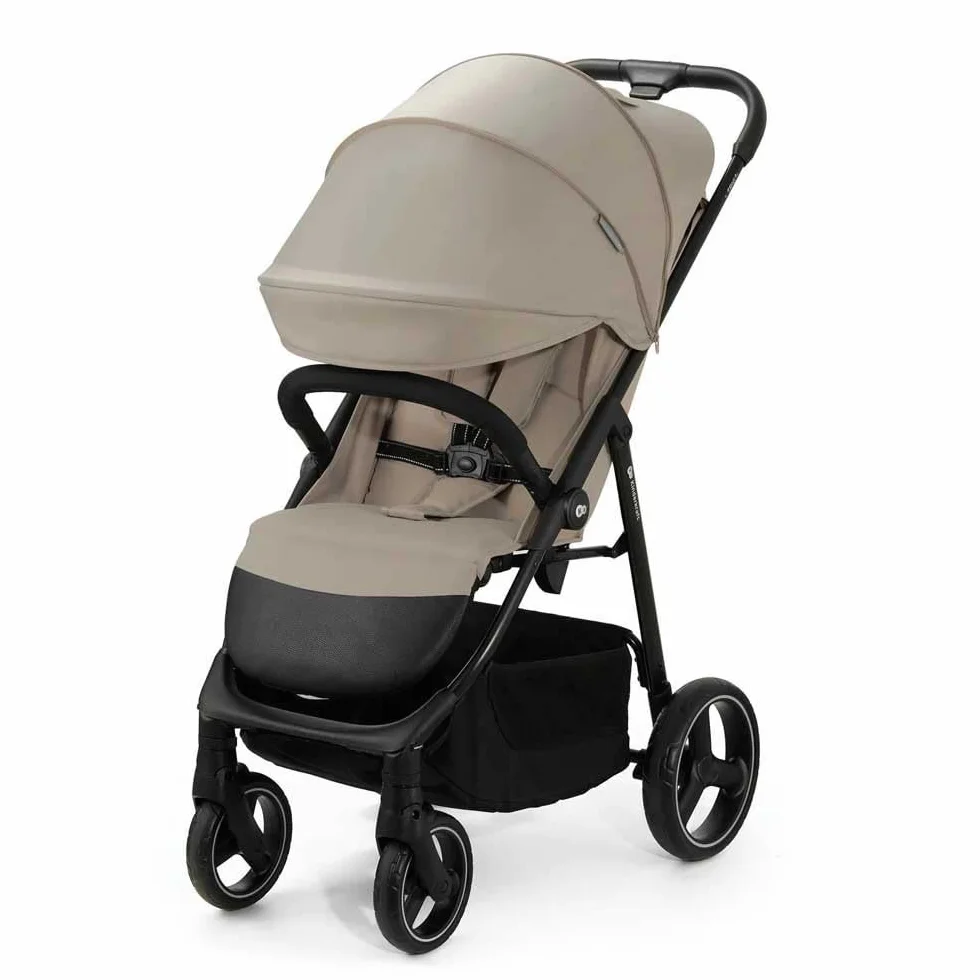kk Kinderkraft TRIG 3 Wózek dziecięcy, lekki, wydłużony stan, zawieszenie 4 koła, składany, 5-punktowa regulowana uprząż, podnóżek, do 25 kg, beżowy
