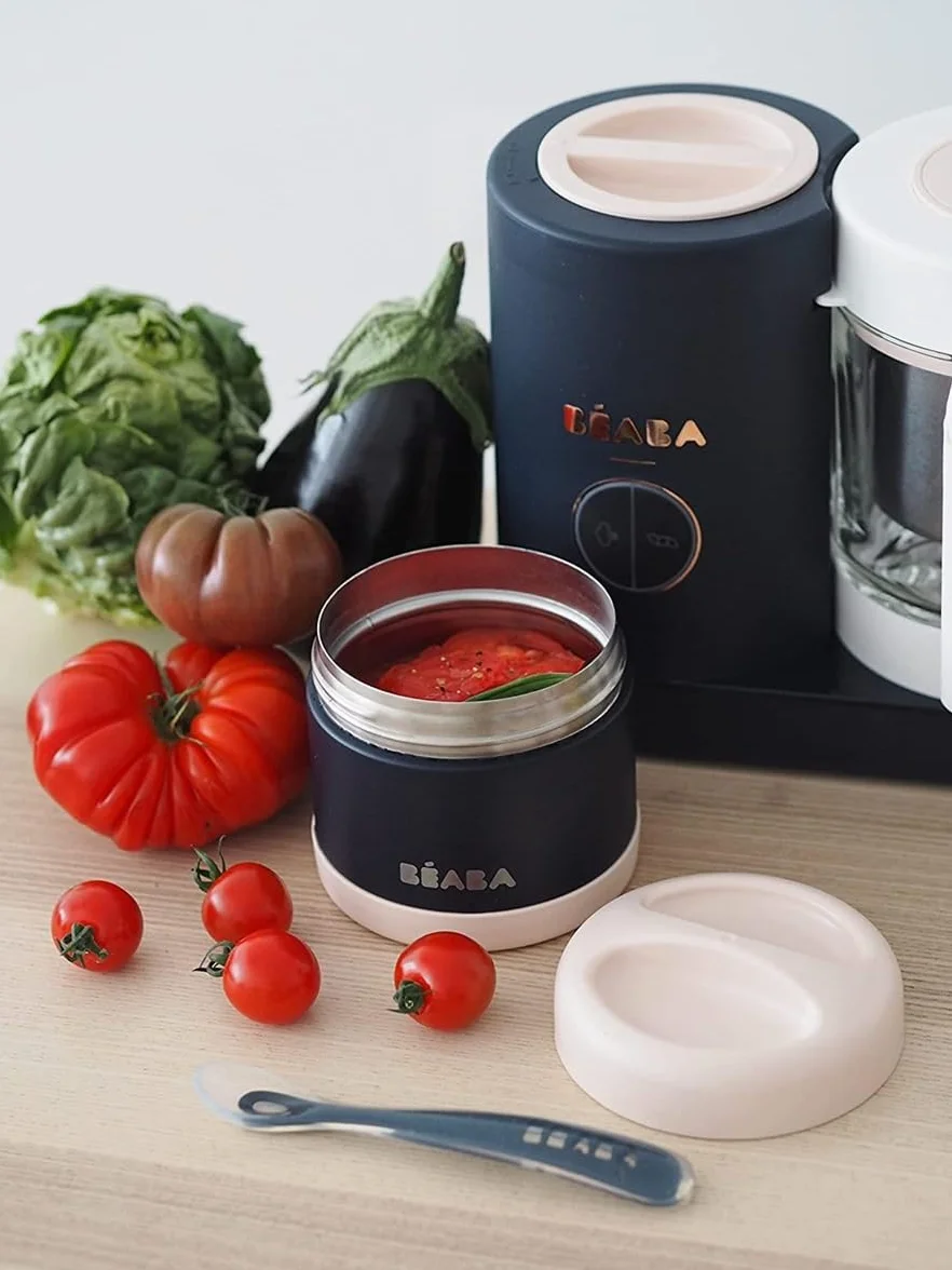 Béaba - Babycook Neo - Baby Food Maker - 4 w 1: Food Processor, Blender and Cooker - Soft Steamer Cooking - Quick Homemade Baby Food - Wyprodukowano we Francji - Szklana miska - Stal nierdzewna Tub -