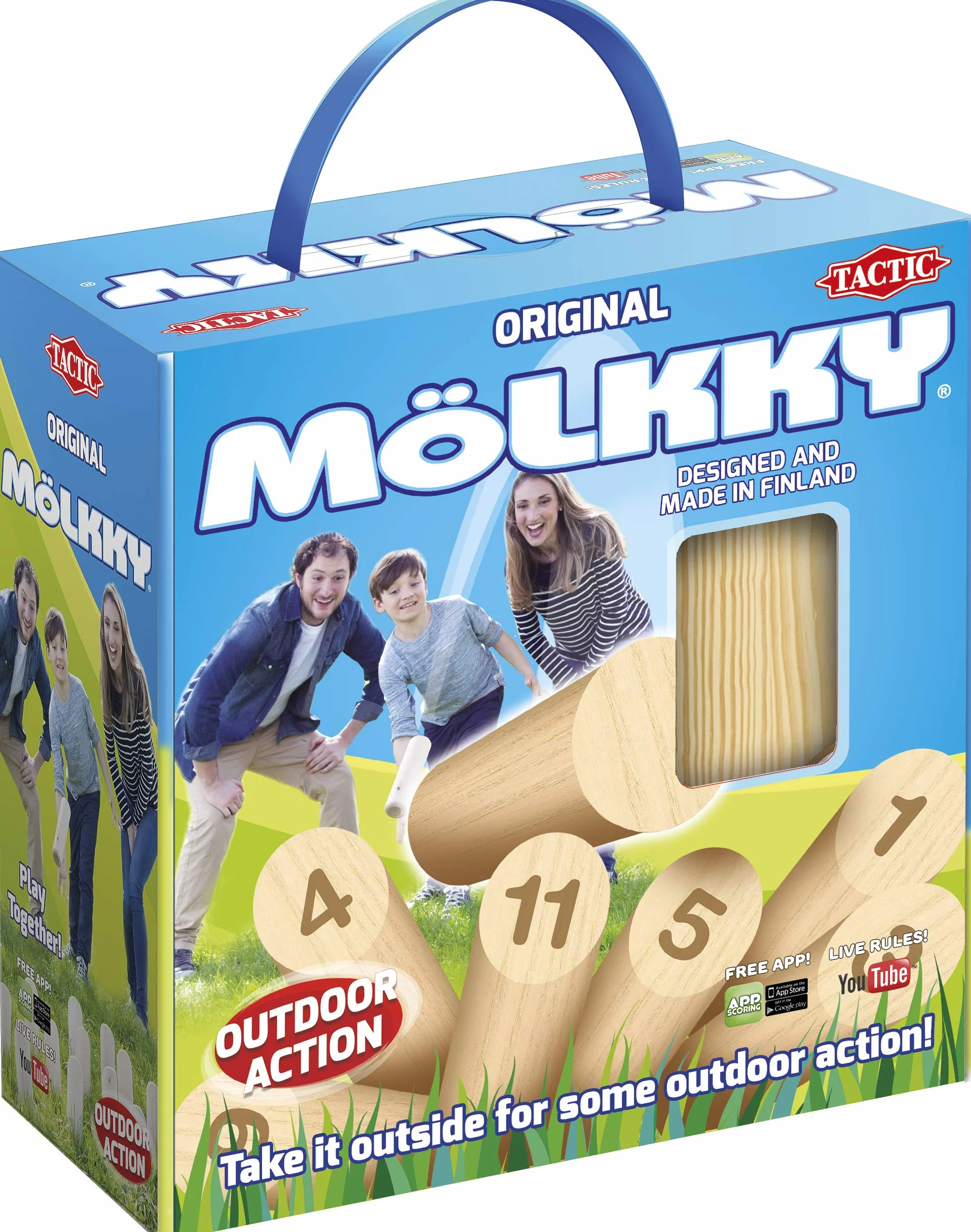 Tactic AZ56993 Mölkky Game In Cardboard Box with Handle, wielokolorowe, 22,5 x 22,5 x 9,7 cm