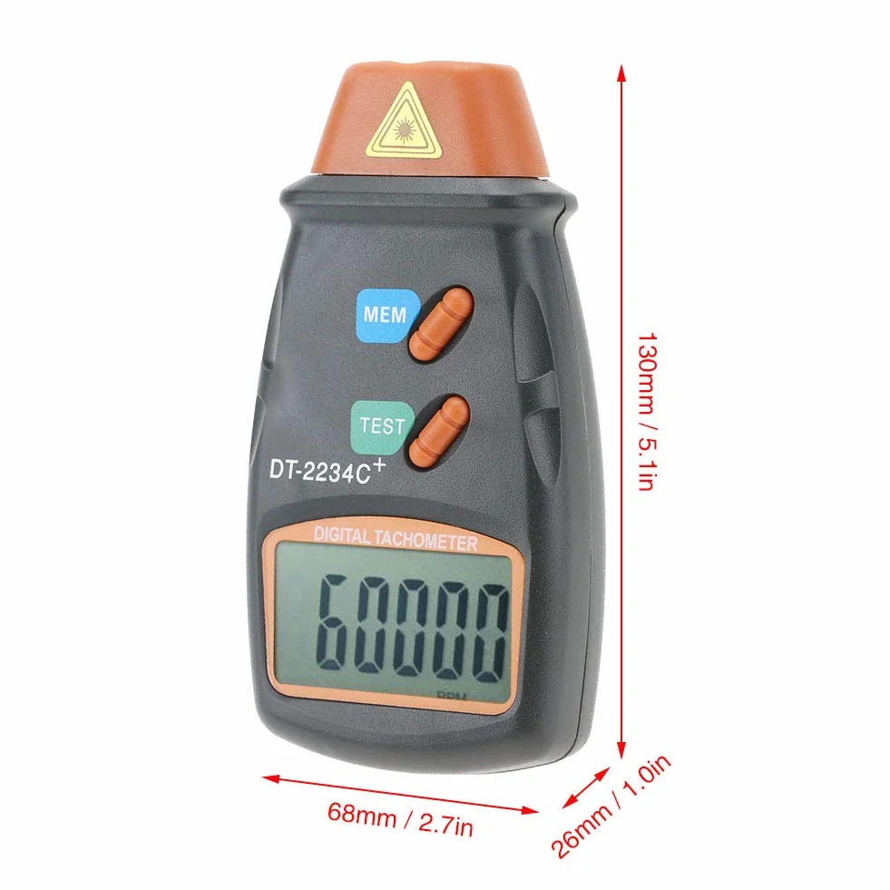 Qiilu Cyfrowy tachometr odblaskowy tag cyfrowy tachometr cyfrowy, DT-2234C + LCD cyfrowy tachometr bez, tester minilomierza