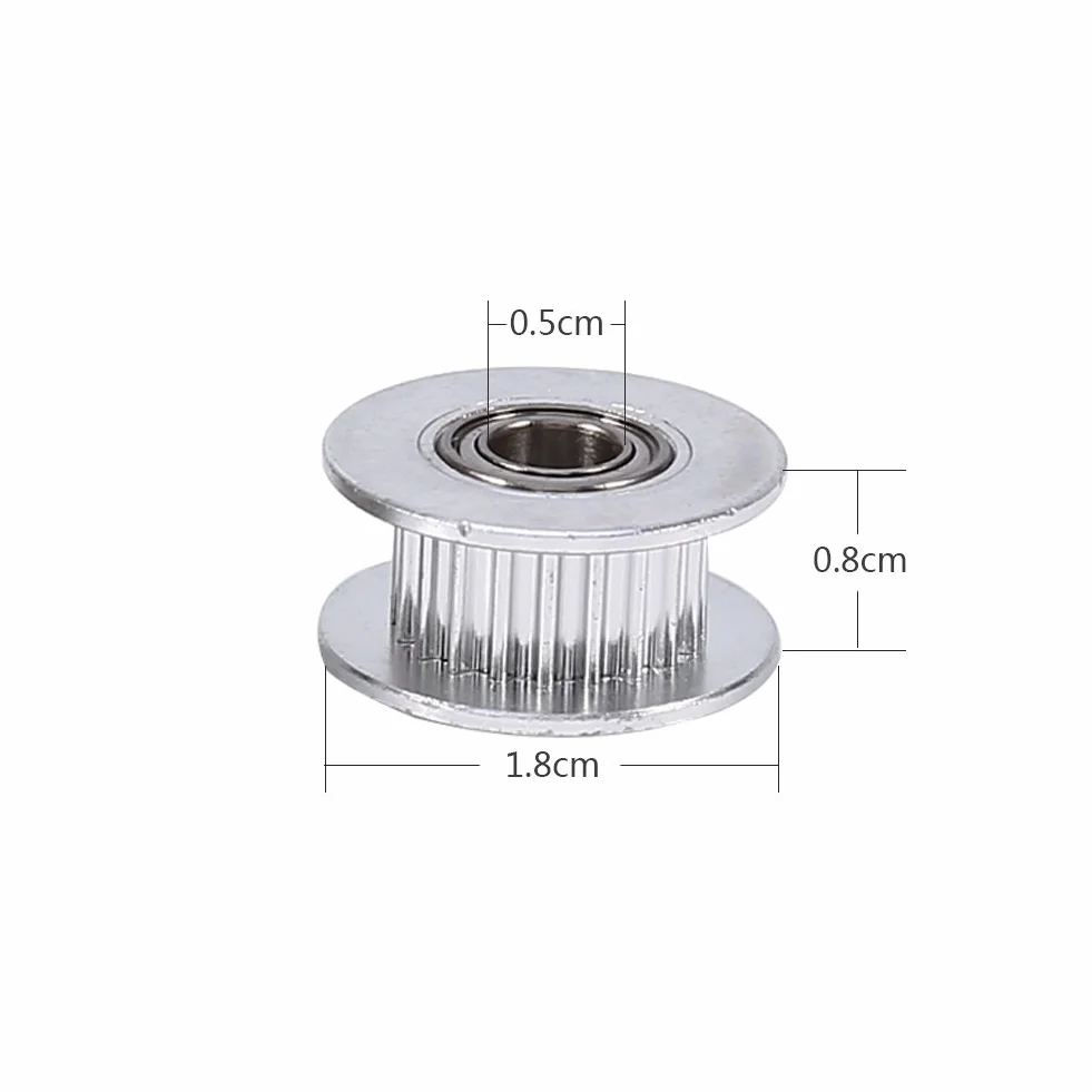 2Pcs Aluminum 5Mm Inner Diameter, 6Mm Idler Pulley Pulley Timing Belt Drive Idler Pulley With Bearing For 3D Printer