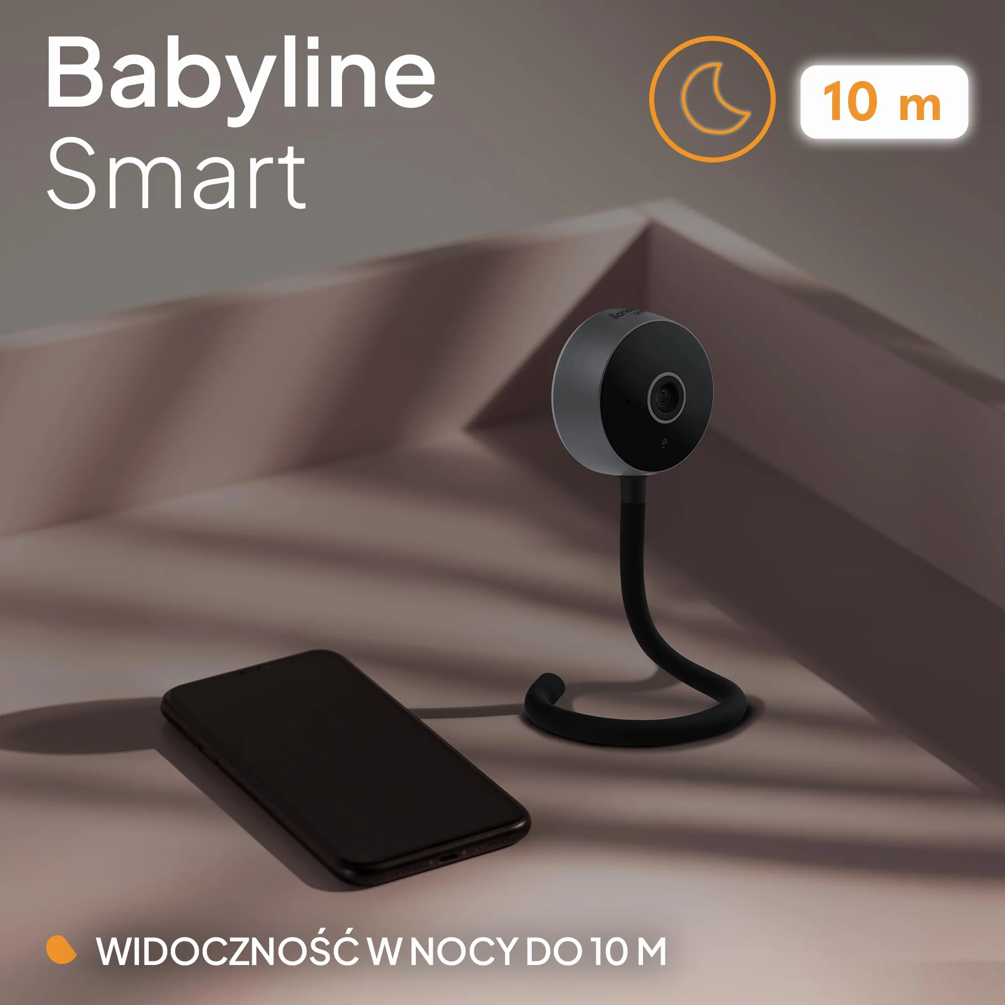 Lionelo Care Babyline Smart inteligentna elektroniczna elektroniczna niania niania, kamera dla niemowląt, Wi-Fi, aplikacja mobilna, wykrywanie ruchu i hałasu, widoczność w ciemności