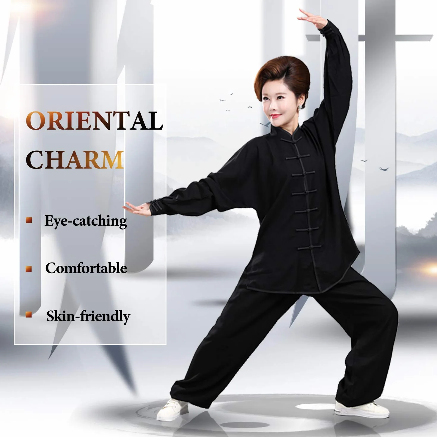 BBLAC 2KEY Chińskie tradycyjne mundury do Tai Chi Wing Chun z mlecznego jedwabiu,3XL