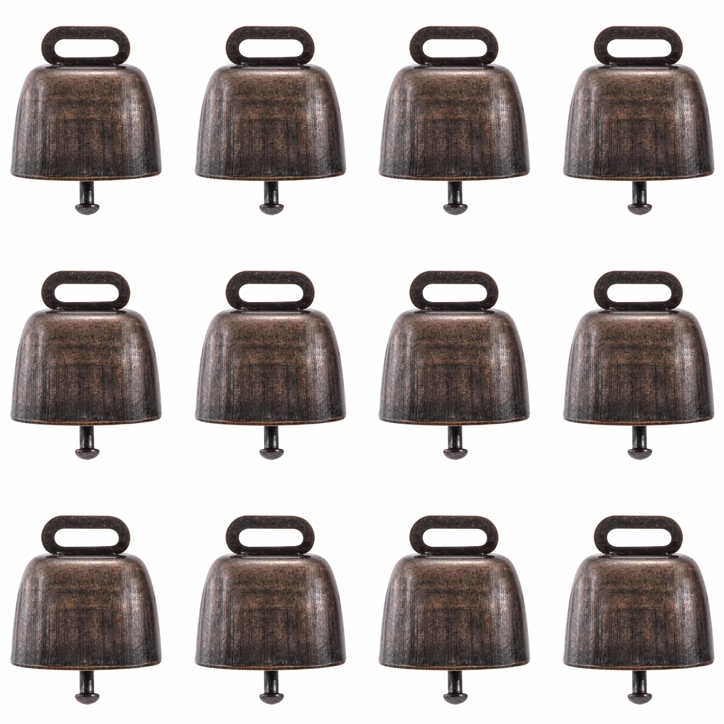 Mini dzwonek do krowy, 12 sztuk, w stylu vintage, żelazny dzwonek do kozy, metalowy dzwonek dla zwierząt domowych, obroża dla zwierząt domowych, dla bydła, krowy, konia, owiec