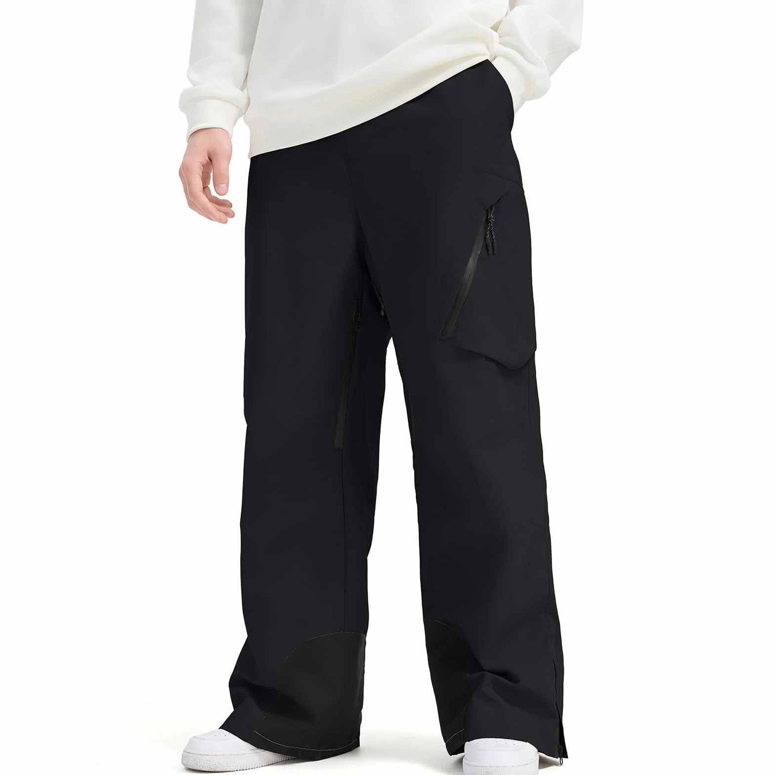 HOUZONIY Męskie spodnie śniegowe, zimowe, wodoszczelne, spodnie snowboardowe, spodnie ogrodniczki, ciepłe spodnie outdoorowe, spodnie narciarskie dla mężczyzn