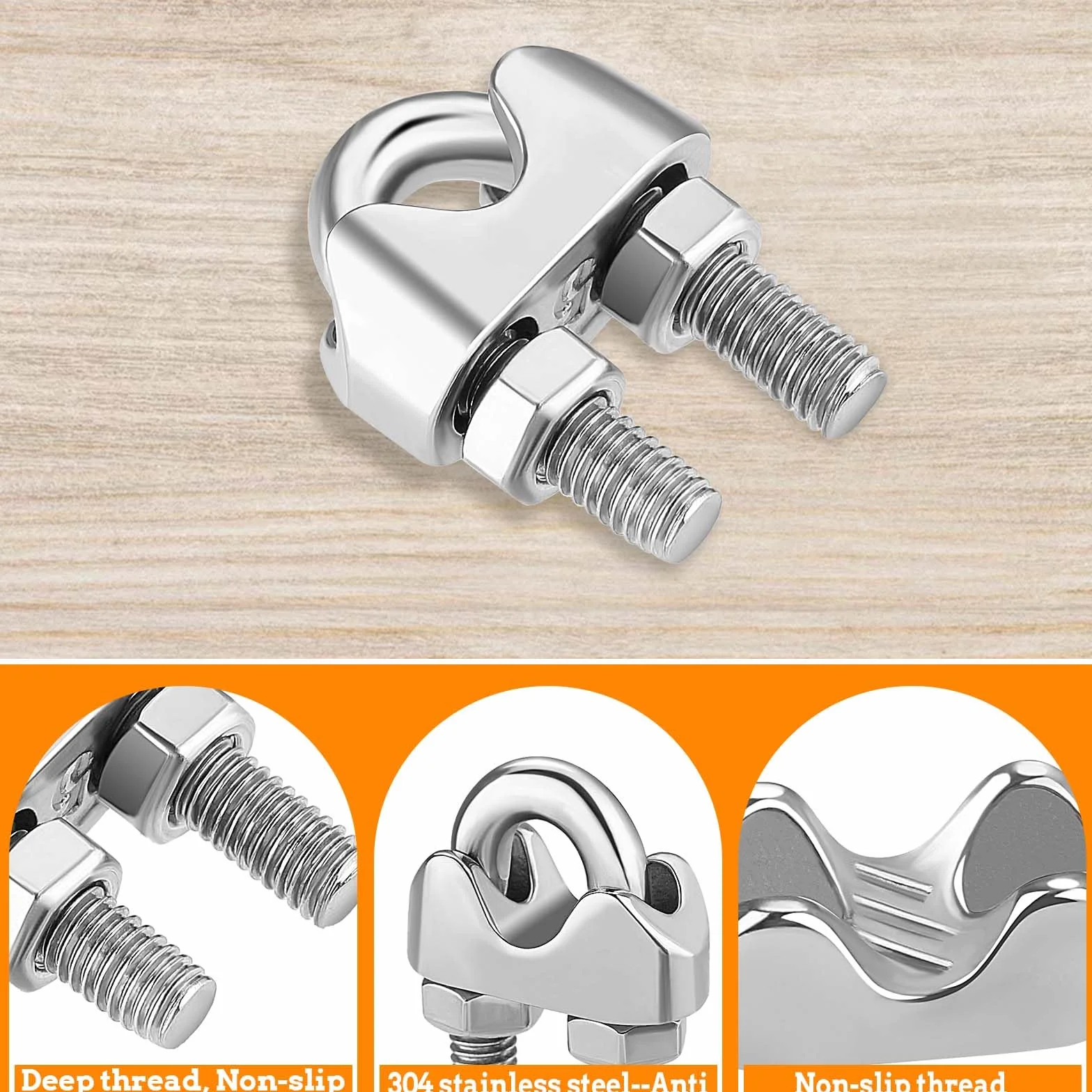 Jeffdad 15 sztuk zacisków do liny drucianej, 3 mm, zaciski linowe ze stali nierdzewnej, zaciski linowe, zaciski do liny drucianej, zacisków linowych, zacisków do linki drucianej, zacisku, linki do