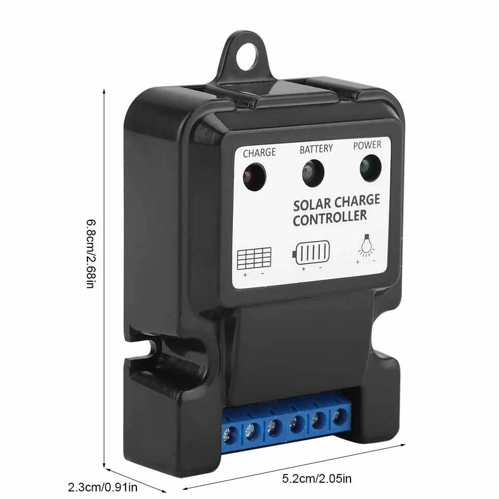 Zerodis Kontroler Ładowania Słonecznego PWM Inteligentny Regulator Ładowania Energii Słonecznej 10A 6V/12V DHS-5S6V Czarny
