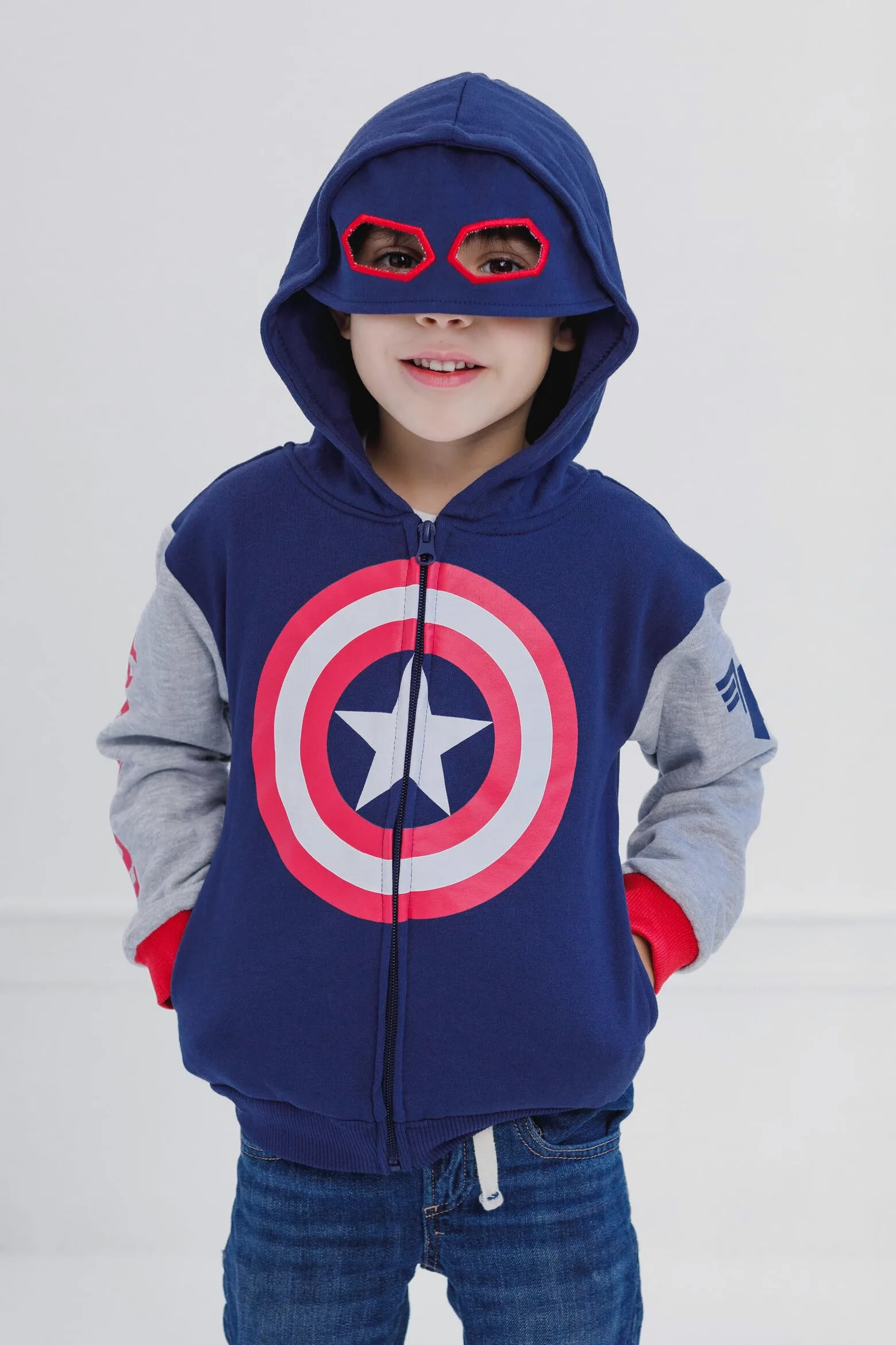 Marvel Spider-Man Avengers polarowa bluza z kapturem zapinana na zamek cosplay dla małych dzieci rozmiary (2T - 18-20)
