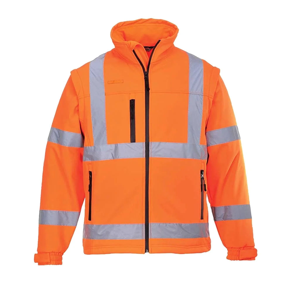 Portwest Hi-Vis Kurtka softshell Kieszeń na Telefon Wodoodporność Poliester | Pomarańczowy, L, EN ISO 20471, UPF 40+, Duży Krój, Długi Rękaw, Zapięcie na Rzep, Podszewka Polarowa, Pętla Radiowa, Zima