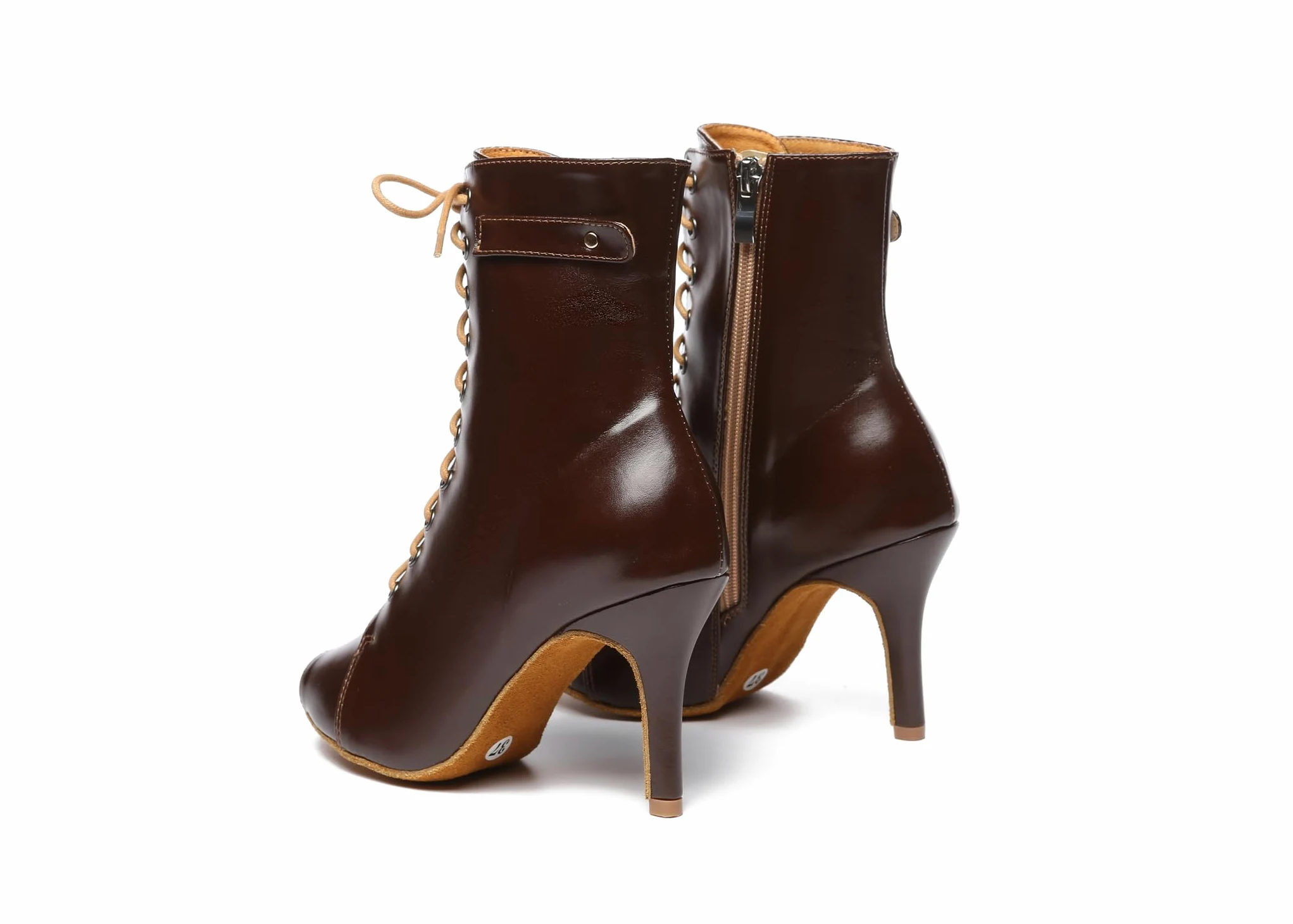 Damskie buty do tańca, na imprezę, do sali balowej, sznurowane buty latynoskie, peep toe