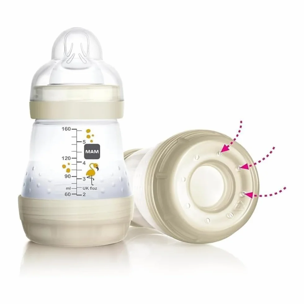 MAM Butelka dla niemowląt Easy Start, 2 butelki dla niemowląt, 2-4 miesiące, 260 ml ze strumieniem smoczka 2 na 2 miesiące, silikonowe SkinSoft, Bio-okrągłe, jasnoniebieskie