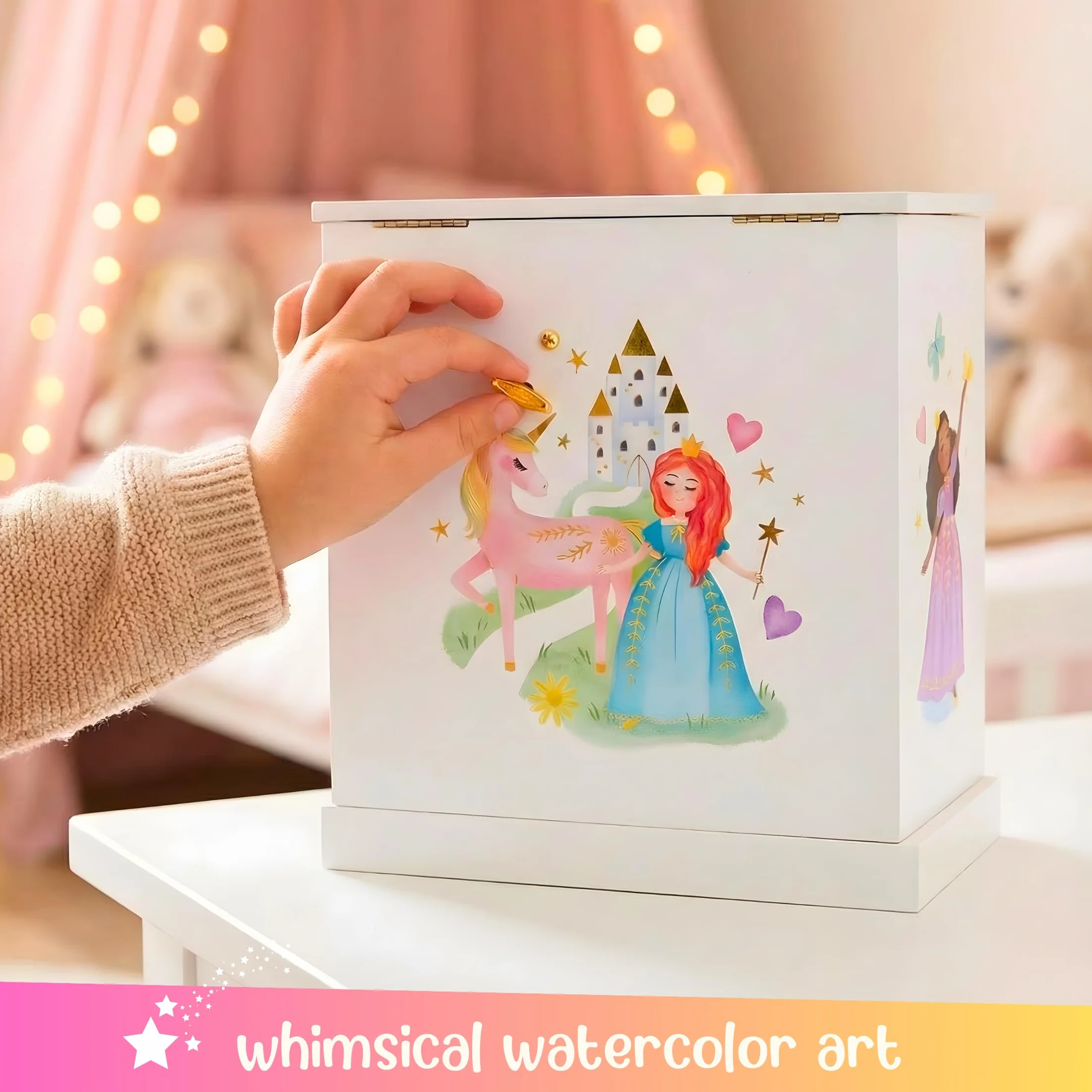 Giggle & Honey Muzyczna Szkatułka na Biżuterię dla Dziewczynek 4-6 Lat Pozytywka