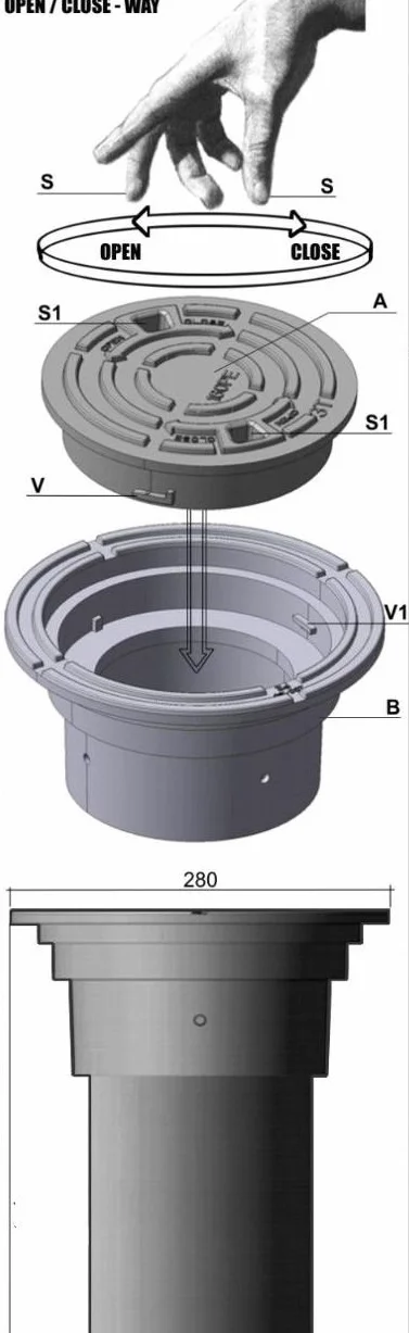 Varile DN160-DN200 adapter pokrywy włazu kontrolnego, czarna nasadka rury, pokrywa do rury pionowej, obciążenie do 3 ton