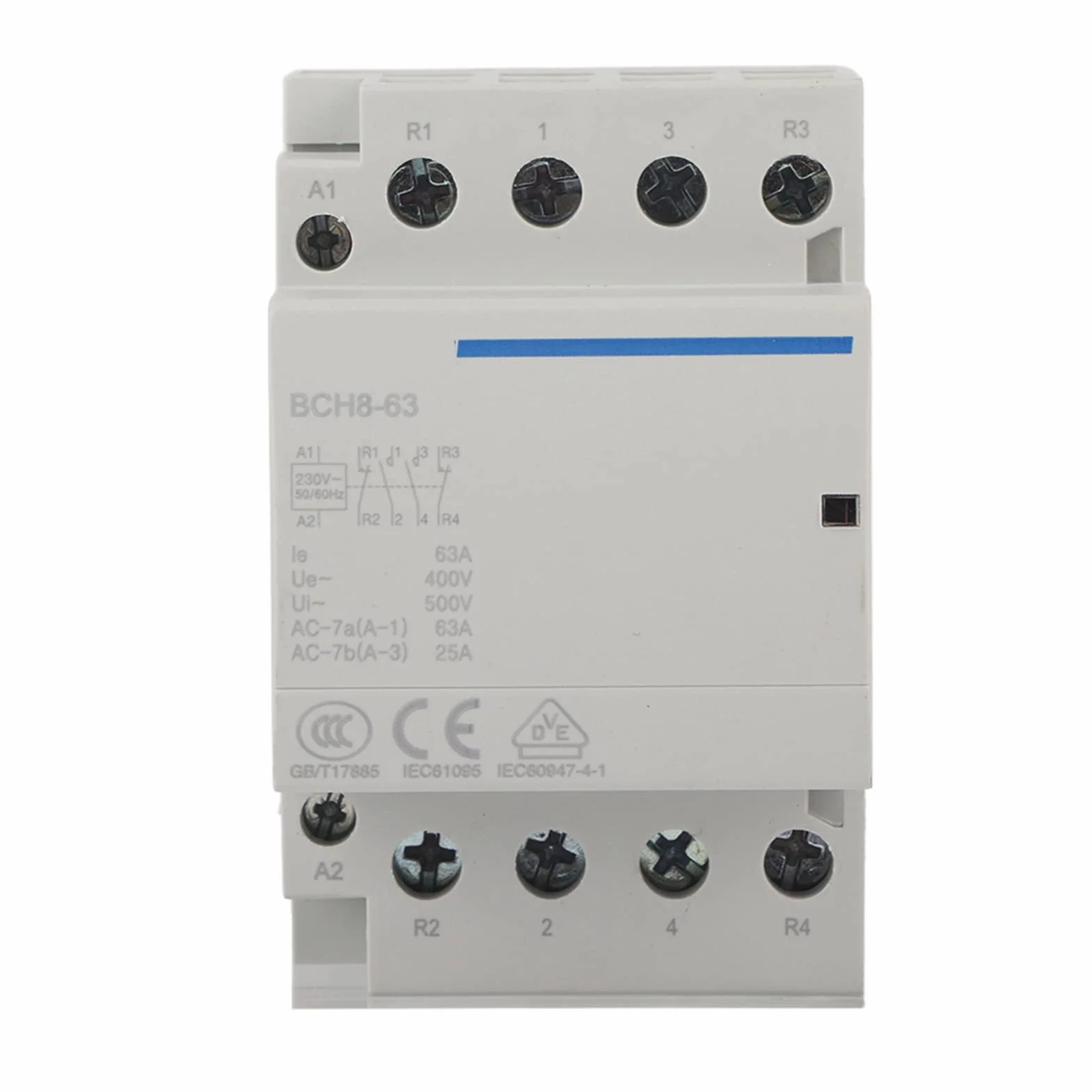 2P 63A 24V/230V 50/60Hz domowy stycznik AC, 2NO/2NC uniwersalne sterowanie obwodem, montaż na szynie DIN, energooszczędny, zamiennik silnika AC, 2-biegunowy (AC230V)