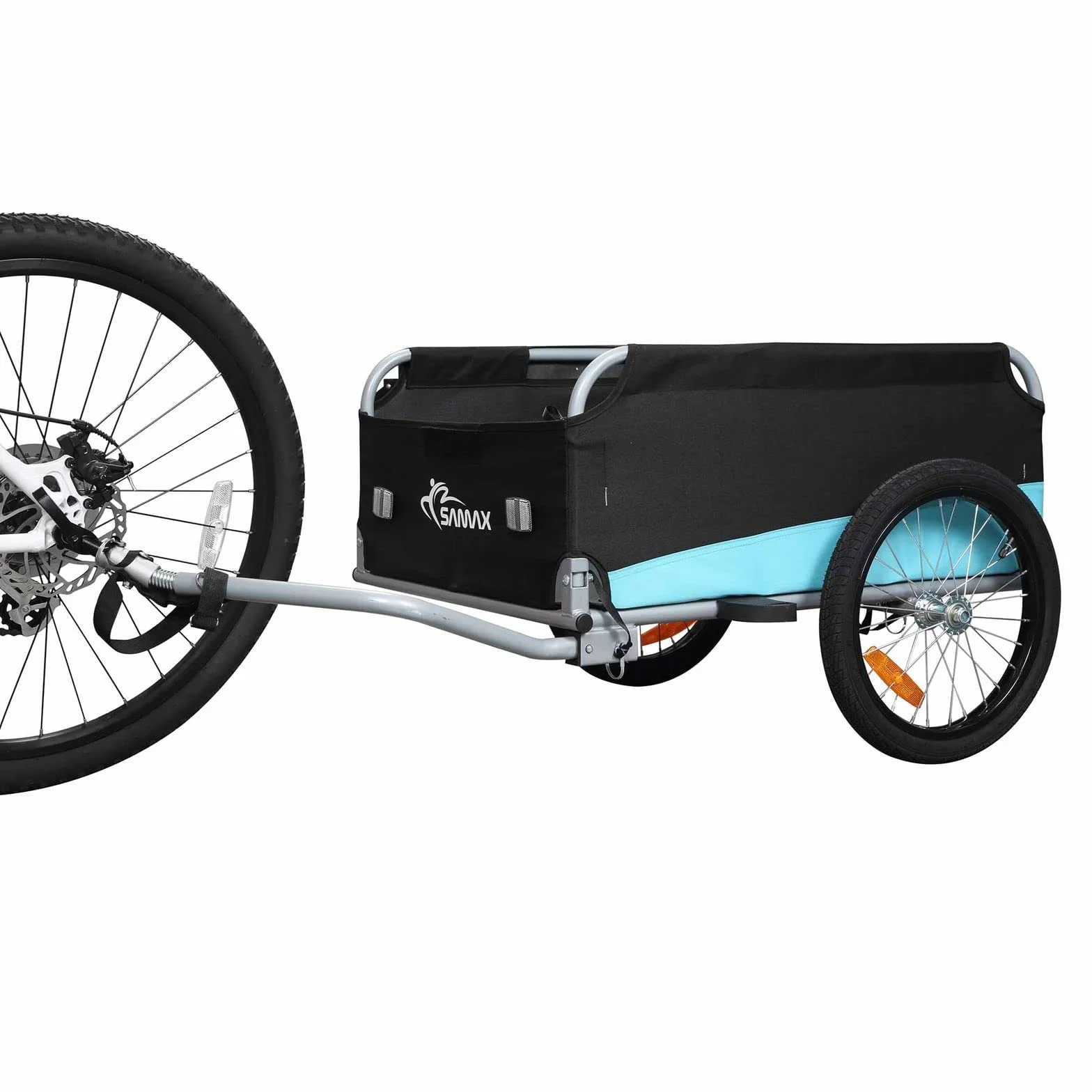 SAMAX Transport przyczep rowerowych z pokrowcem i sprzęganie, bagaż podręczny 40 kg / 120 litrów w kolorze niebieskim/szarym - edycja sportowa