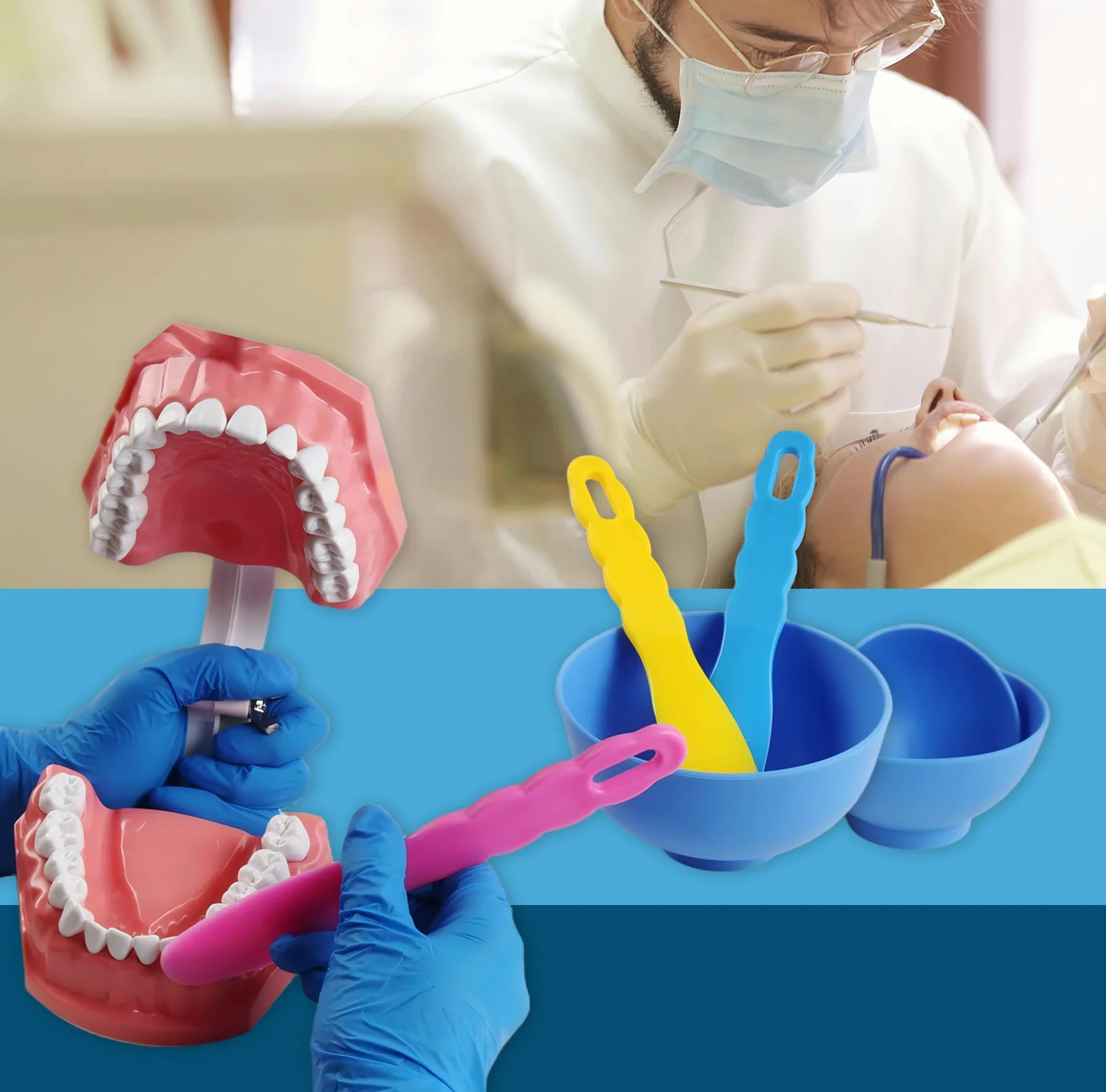 Miska do mieszania w laboratorium dentystycznym, gumowa, elastyczna szpatułka z tworzywa sztucznego, do odcisku alginianu, materiałów gipsowych (6