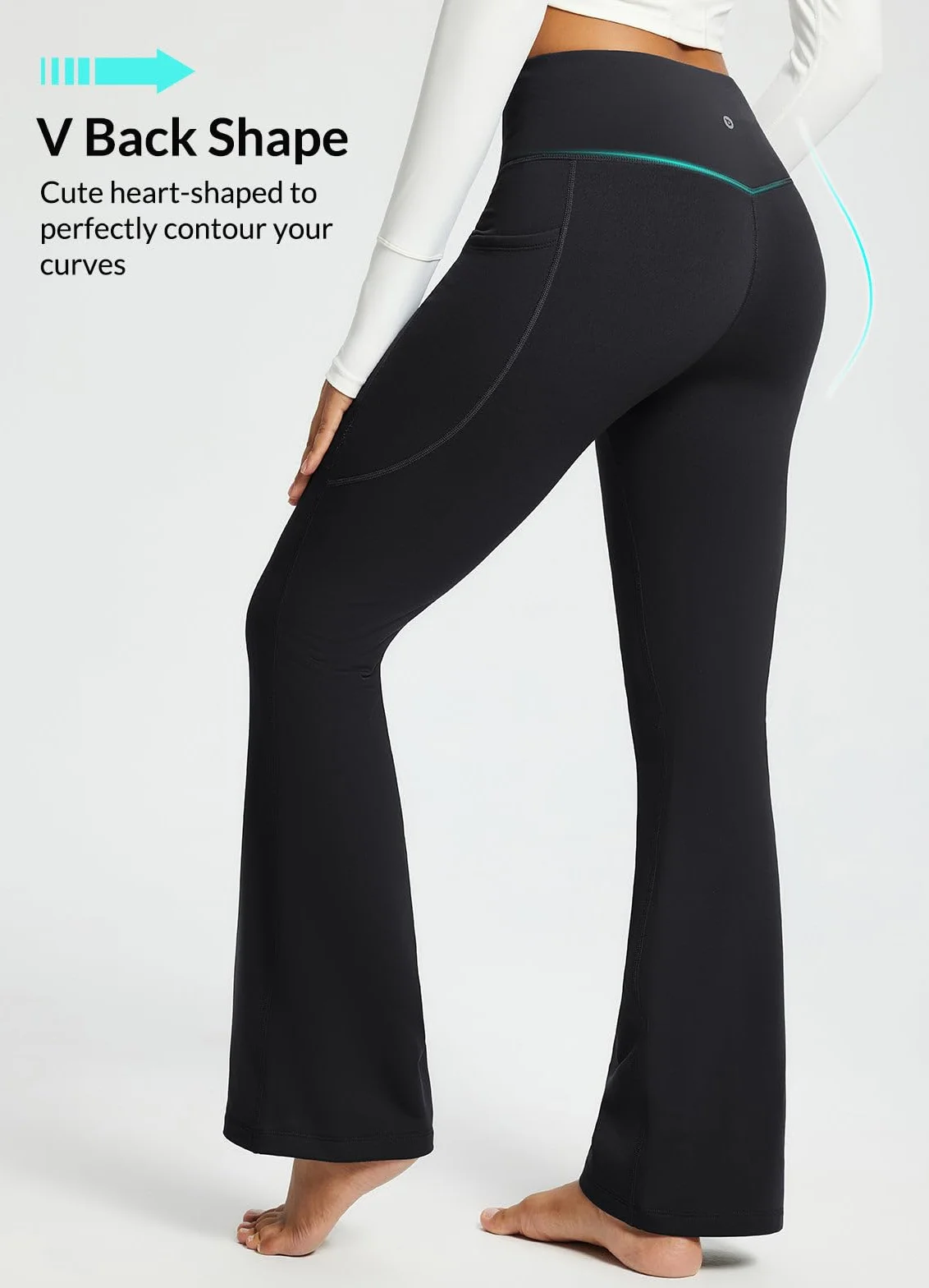 BALEAF Damskie legginsy z podszewką polarową, wodoodporne spodnie do jogi z wysokim stanem i kieszeniami bootcut zimowe spodnie do jogi