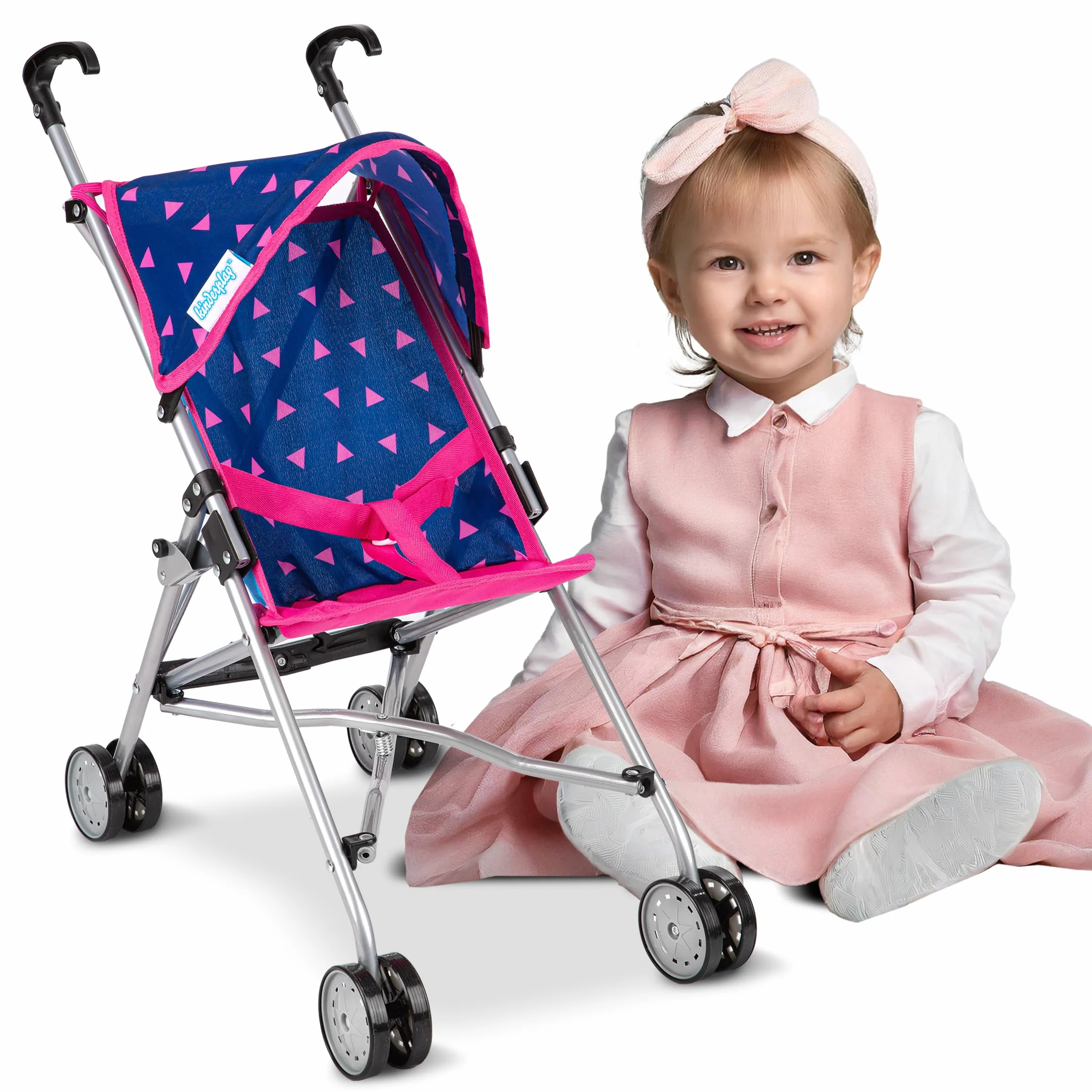 Kinderplay wózek dla lalek, wózek spacerówka – lekka stabilna konstrukcja, wysokość do rączki 54 cm model KP0290T