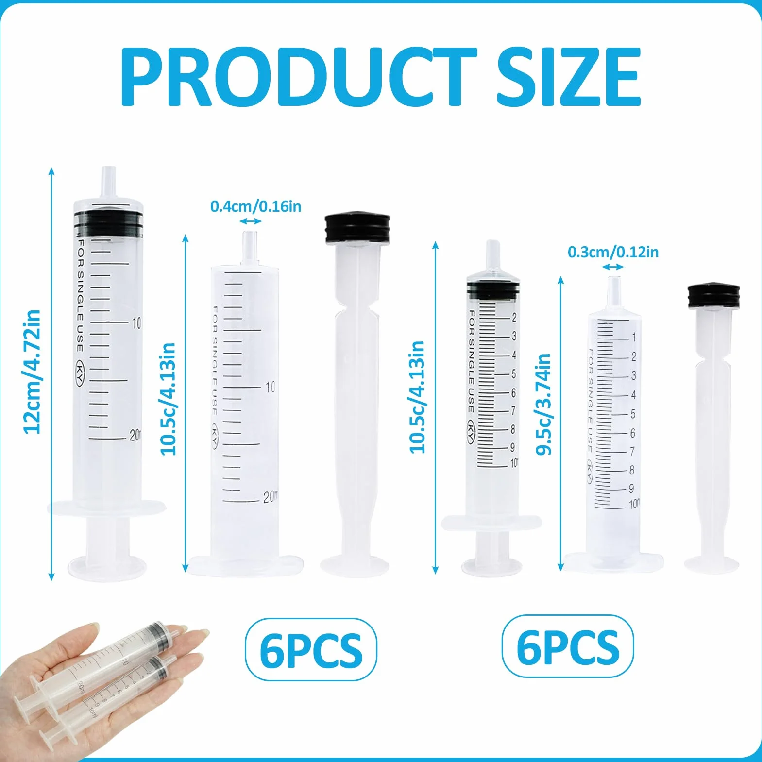 12 sztuk strzykawek 10 ml / 20 ml, jednorazowe strzykawki z tworzywa sztucznego, strzykawka dozująca bez igły, narzędzia wielokrotnego użytku do pomiaru płynu, strzykawki do karmy, do laboratorium,