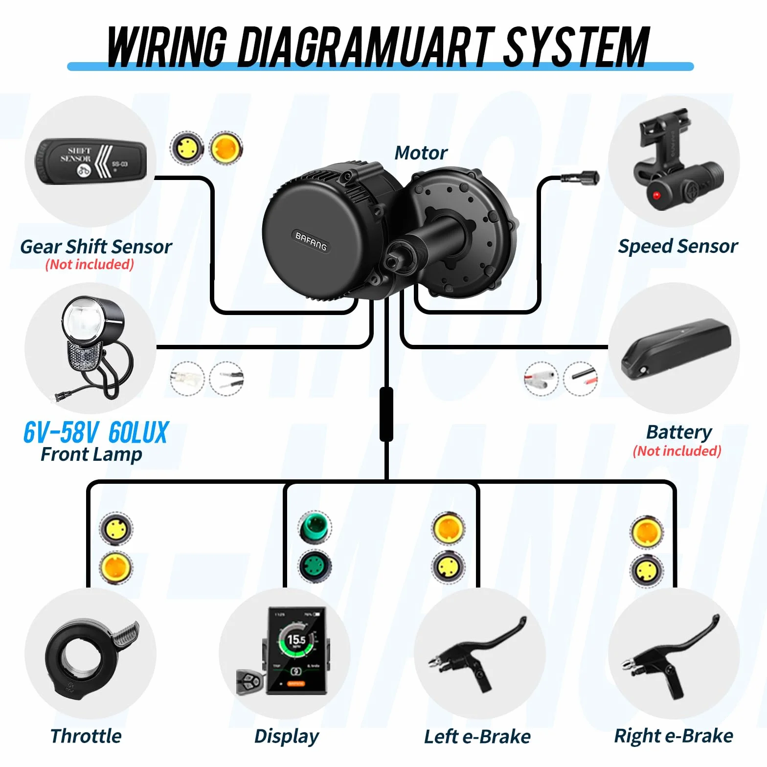 Bafang Sterownik 36 V/48 V/52 V, 250 W/350 W/500 W/750 W/1000 W, do BBS01B, BBS02B, BBS-HD, kontroler silnika środkowego, kontroler do roweru elektrycznego Mid Drive, aktualny model