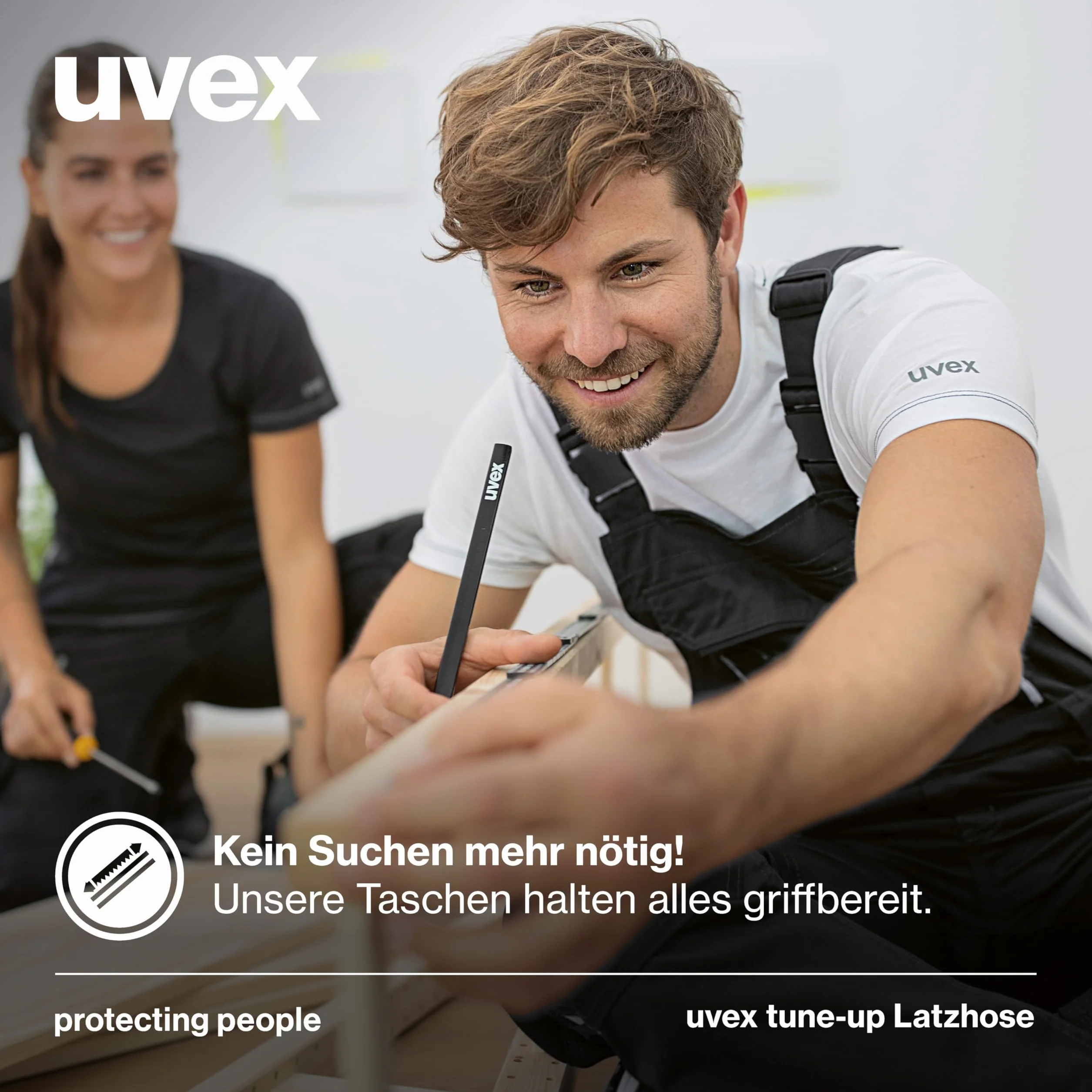 Uvex Tune-up Long Męskie spodnie robocze - Długie ogrodniczki z kieszeniami